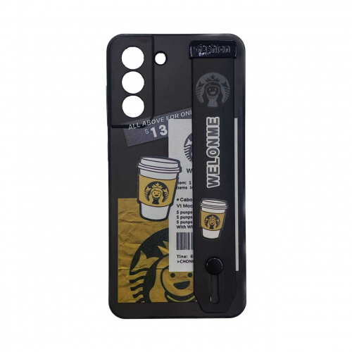 قاب گوشی استارباکس با بند دستی استندشو و محافظ لنز دار سامسونگ Samsung S21 FE