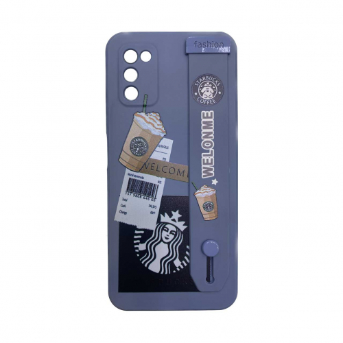 قاب گوشی استارباکس با بند دستی استندشو و محافظ لنز دار سامسونگ Samsung A03s