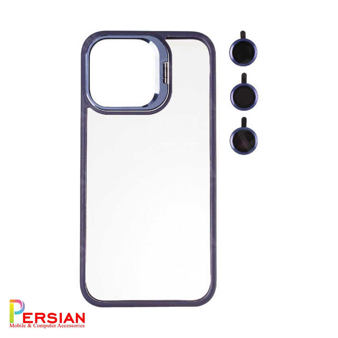 قاب آیفون 12 پرو برند ایسون کیس شفاف استند شو با محافظ لنز رینگی Eason Case IPhone 12 Pro