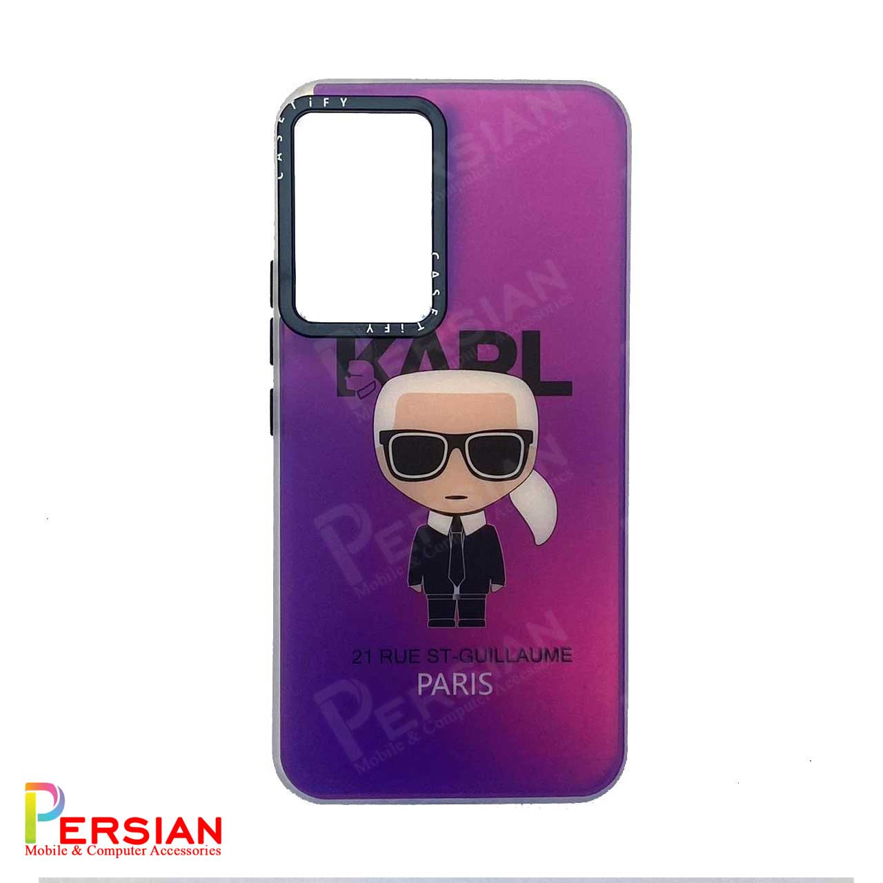 قاب گوشی هولوگرامی CaseTify سامسونگ Samsung S21 FE محافظ لنز و دکمه فلزی - طرح کارل مرد