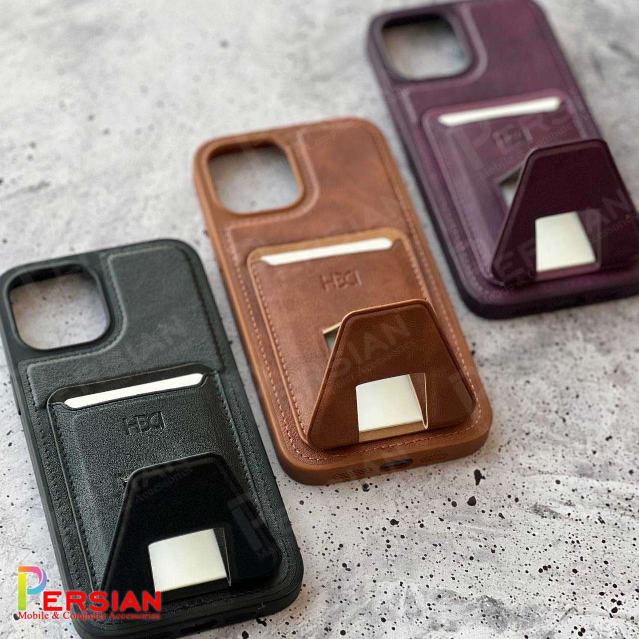 قاب چرمی و جاکارتی استند شو آیفون 12 اچ دی دی HDD iphone 12 Card Holder Leather Case