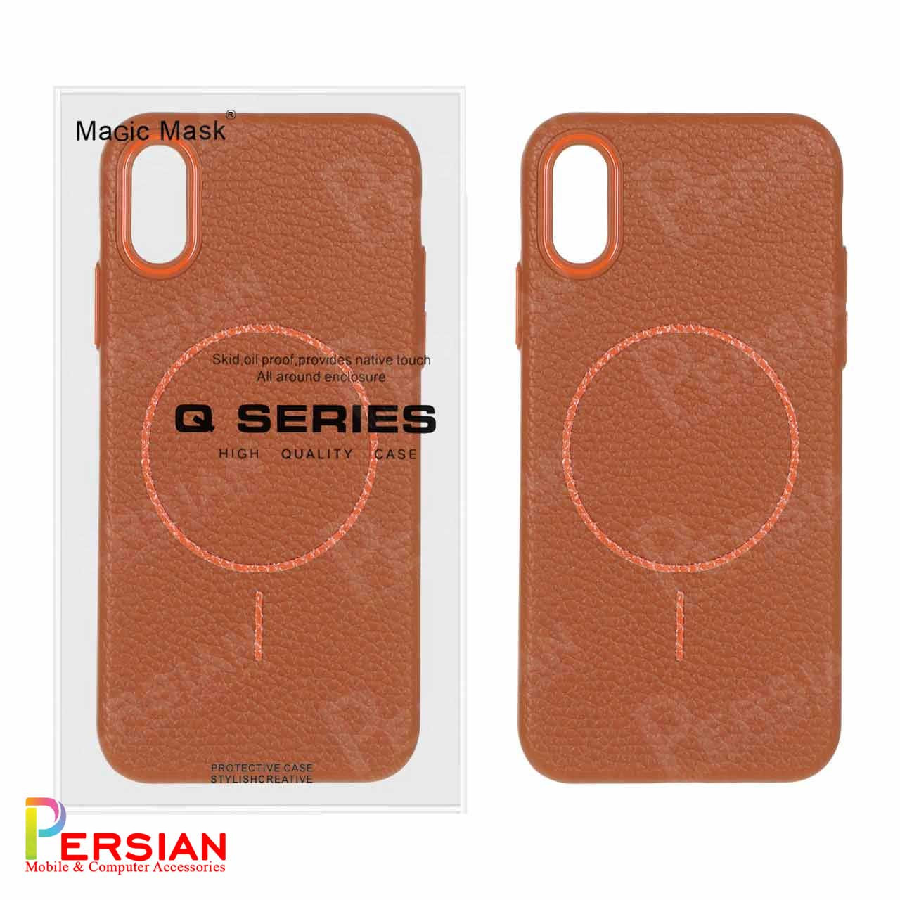 قاب گوشی آیفون ایکس چرمی نرم برند مجیک ماسک با مگ سیف Leather Soft iPhone X/Xs
