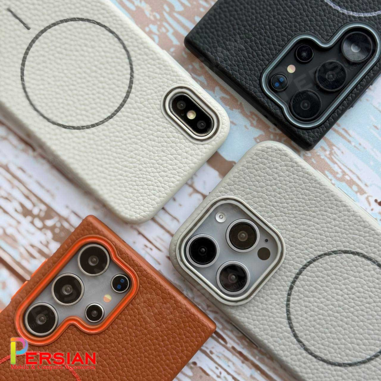 قاب گوشی آیفون 13 پرو چرمی نرم برند مجیک ماسک با مگ سیف Leather Soft iPhone 13 Pro