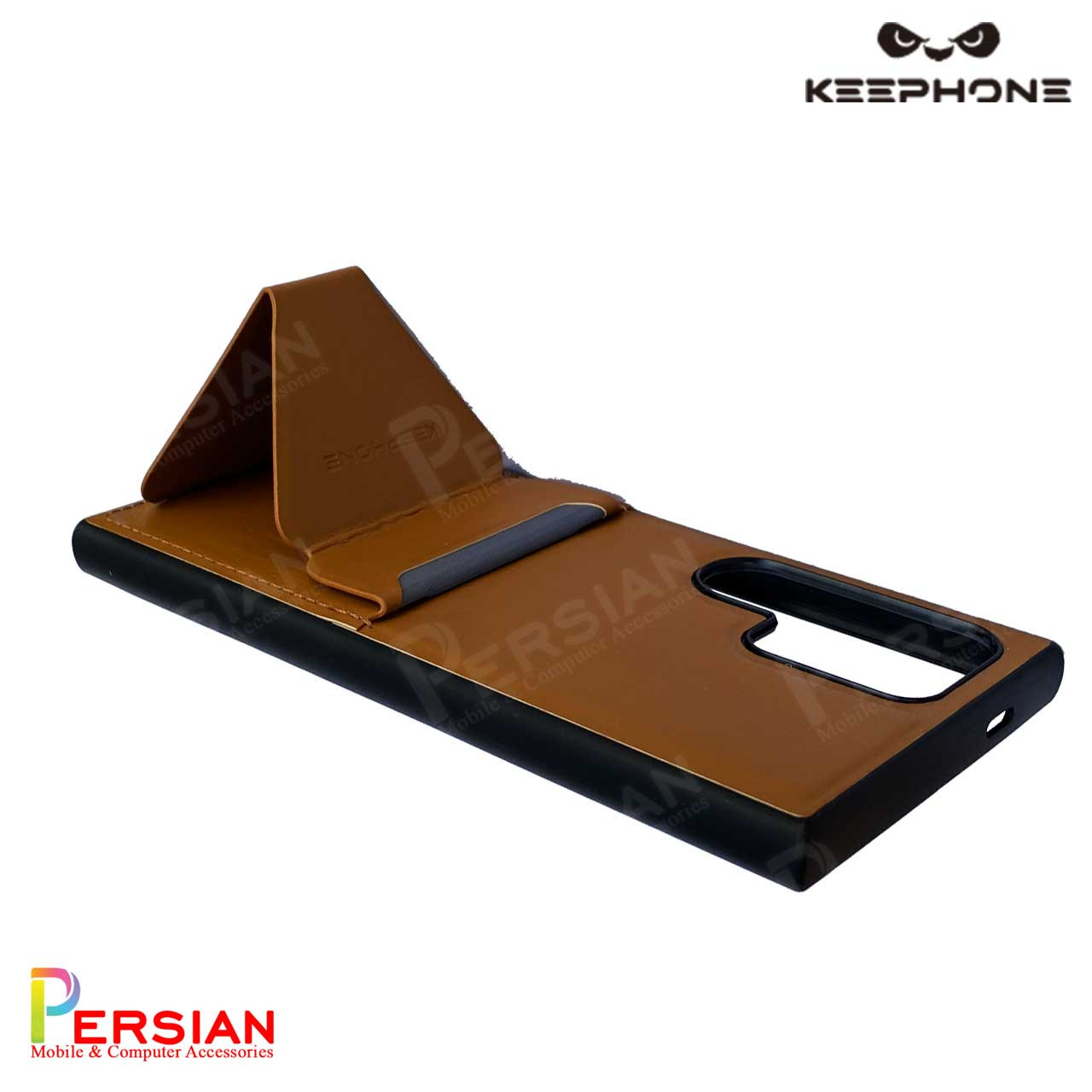 قاب گوشی سامسونگ S24 الترا چرمی و جاکارتی استندشو برند Keephone