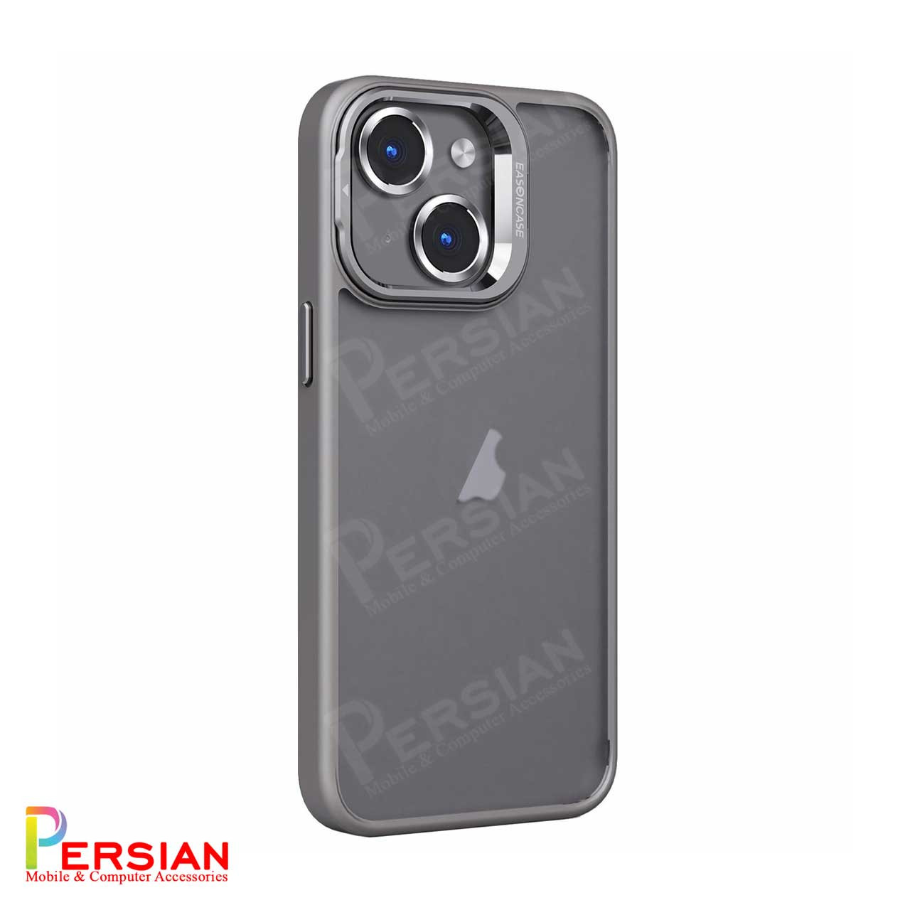 قاب آیفون 15 پرومکس برند ایسون کیس شفاف استند شو با محافظ لنز رینگی  Eason Case IPhone 15 Pro Max