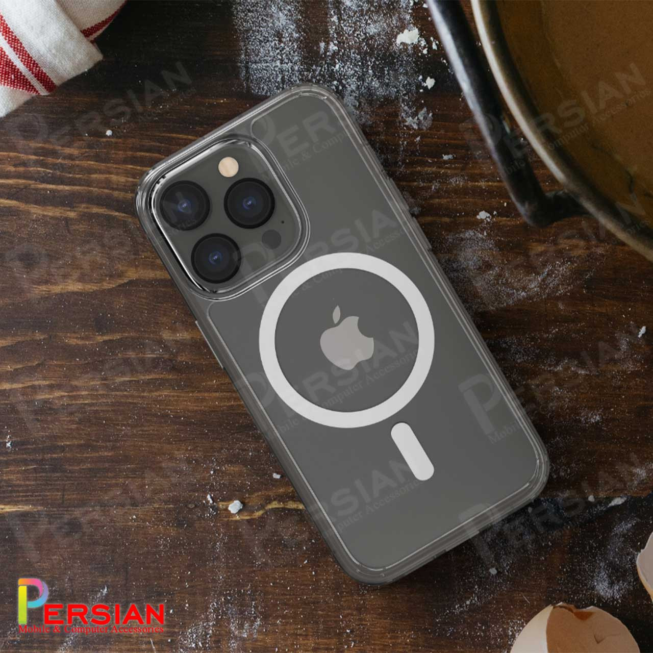 قاب شفاف گوشی آیفون 17 برند بلکین با مگ سیف و دکمه و رینگ متال Belkin For IPhone 17