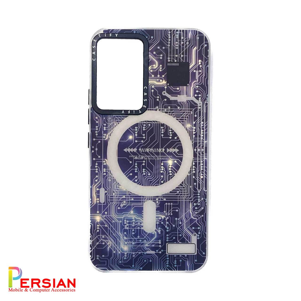 قاب گوشی هولوگرامی CaseTify سامسونگ Samsung S21 FE محافظ لنز و دکمه فلزی - طرح مدار