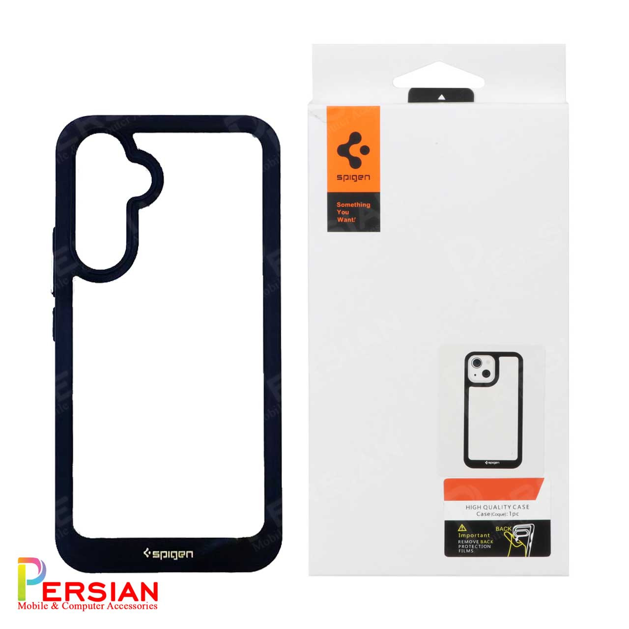 قاب سامسونک A54 اسپیگن مدل دور مشکی شفاف لنز برحجسته  Spigen Black TPU Clear Case Samsung A54