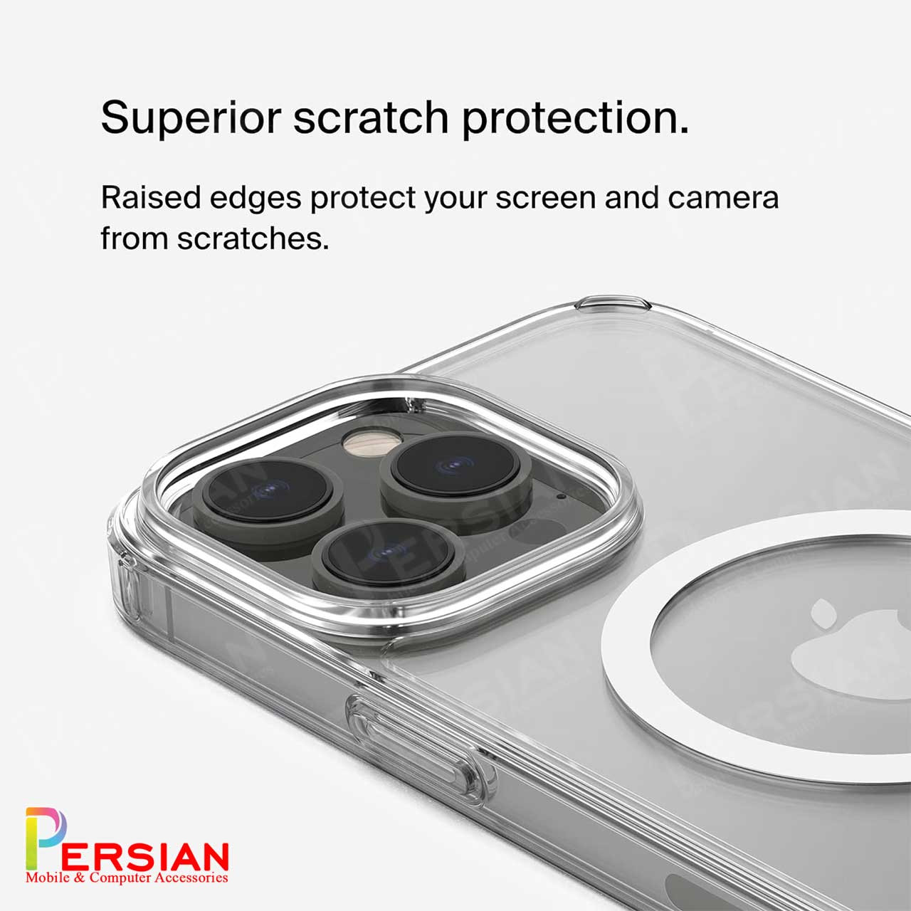 قاب شفاف گوشی آیفون 17 پرو برند بلکین با مگ سیف و دکمه و رینگ متال Belkin For IPhone 17 Pro