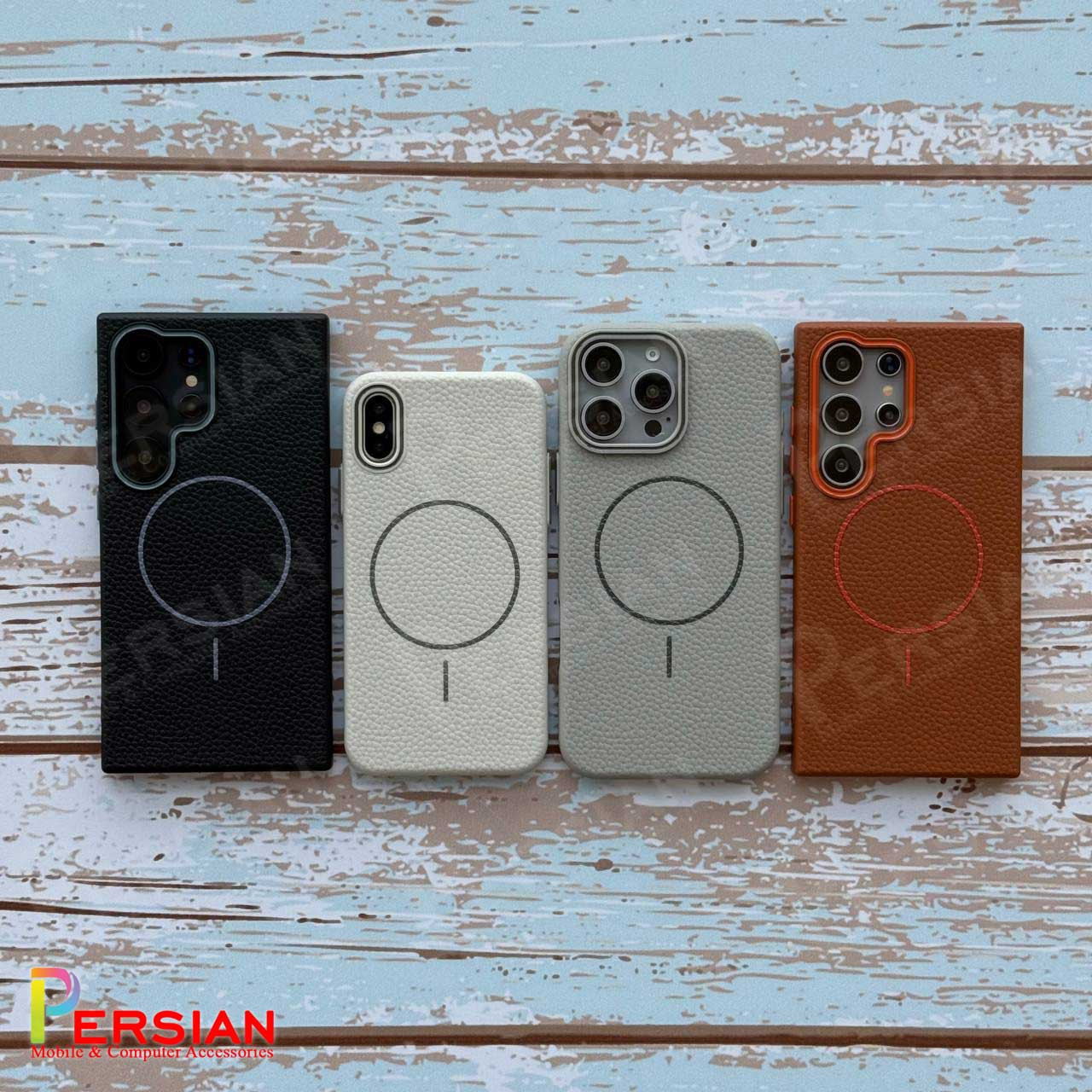 قاب گوشی آیفون 13 چرمی نرم برند مجیک ماسک با مگ سیف Leather Soft iPhone 13