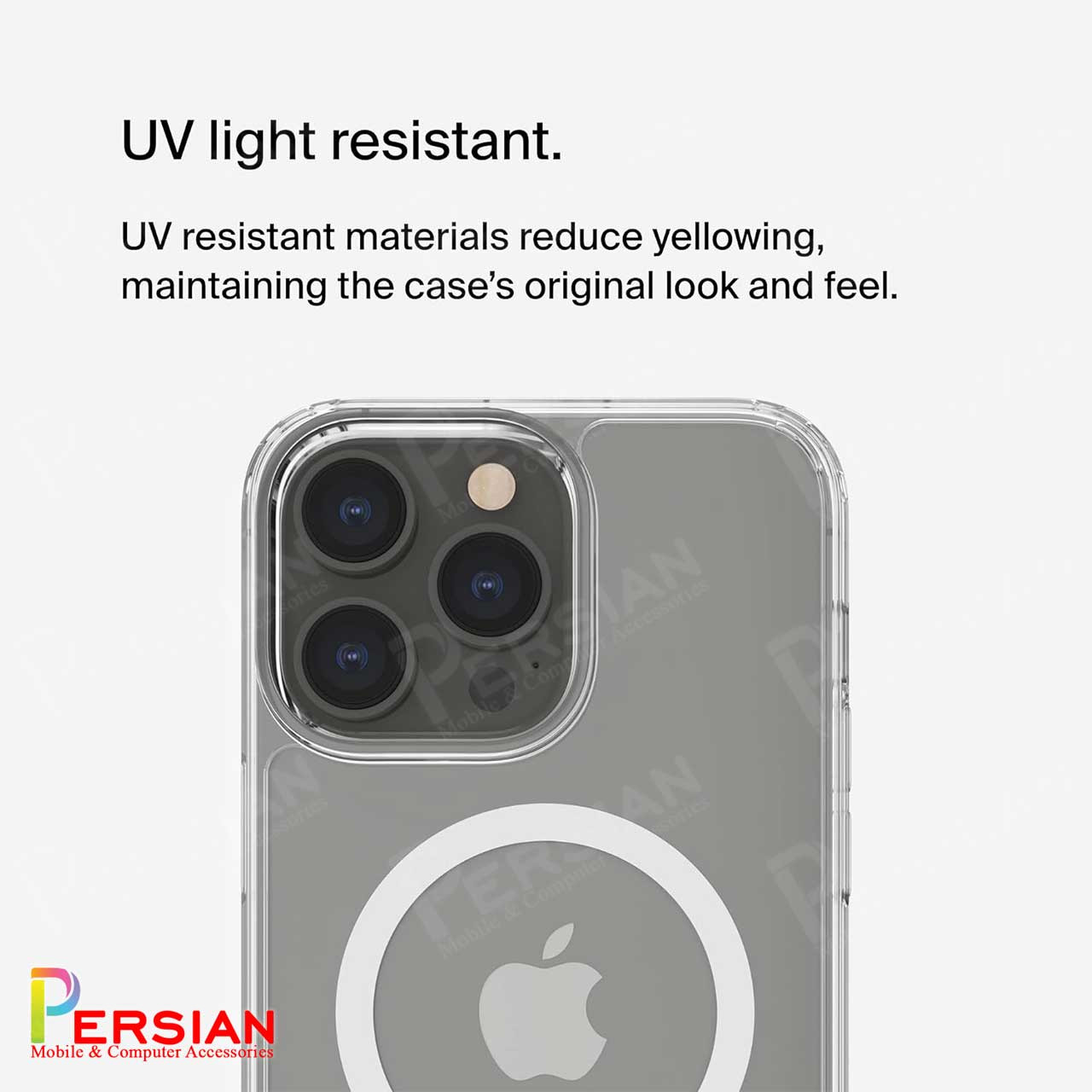 قاب شفاف گوشی آیفون 16 پرو برند بلکین با مگ سیف و دکمه و رینگ متال Belkin For IPhone 16 Pro