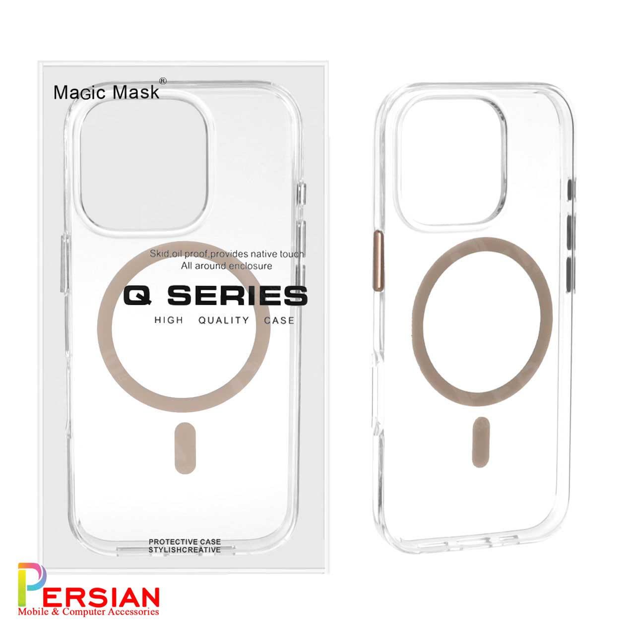 قاب گوشی آیفون 16 پرو تمام شفاف PC با مگ سیف مدل آیرون مجیک Magic Mask Iron Magic iPhone 16 Pro