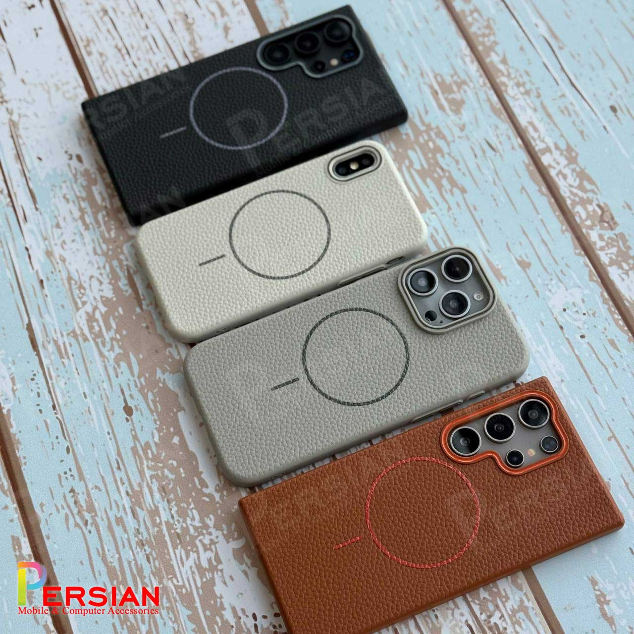 قاب گوشی آیفون ایکس چرمی نرم برند مجیک ماسک با مگ سیف Leather Soft iPhone X/Xs