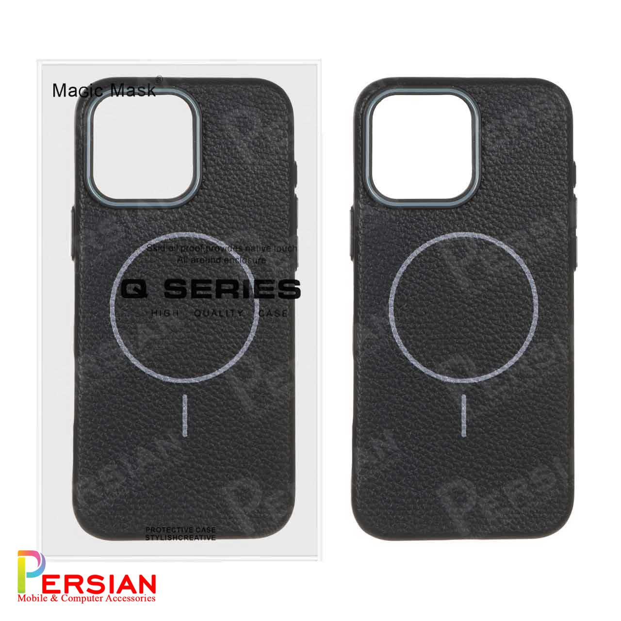 قاب گوشی آیفون 16 پرومکس چرمی نرم برند مجیک ماسک با مگ سیف Leather Soft iPhone 16 Pro Max