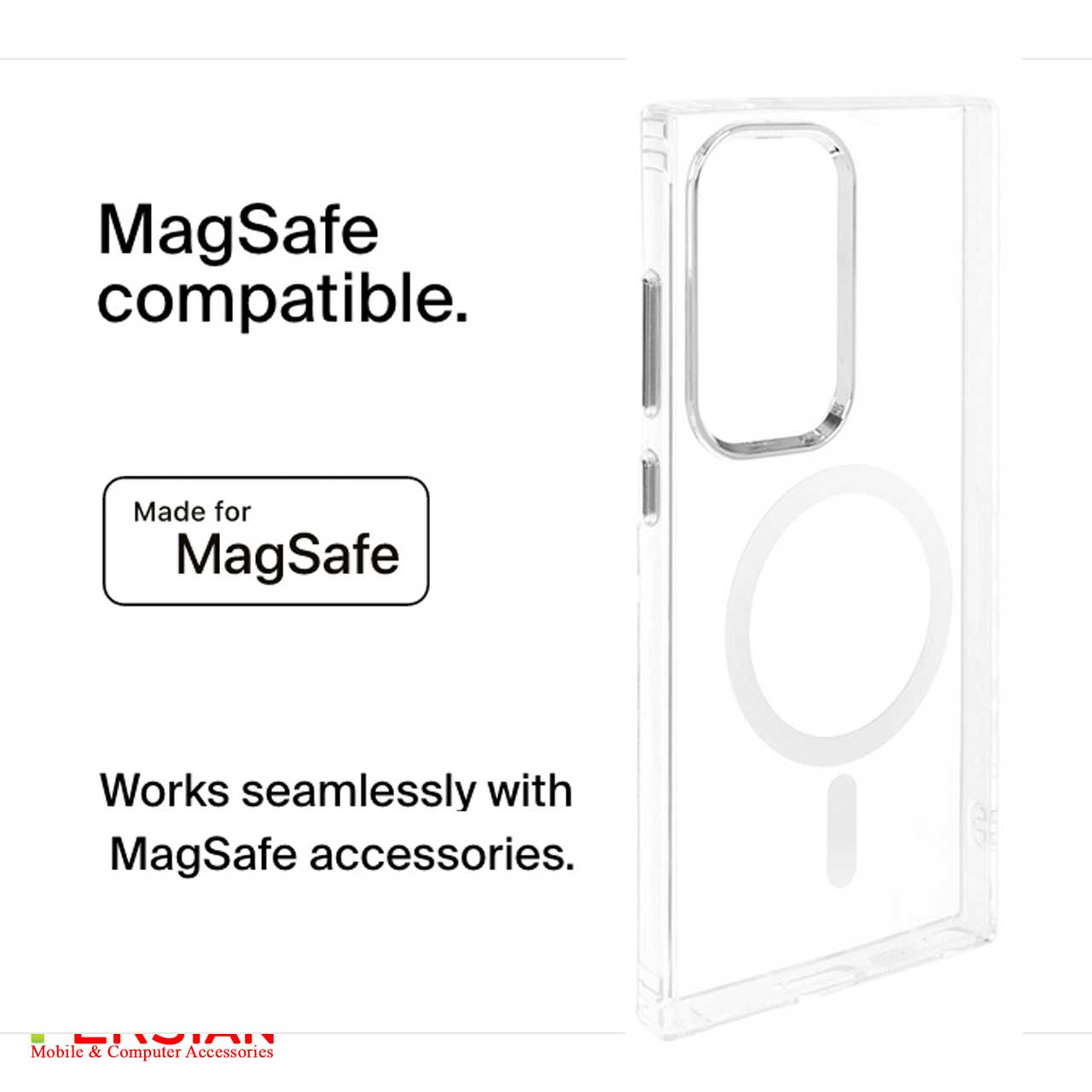 قاب شفاف گوشی سامسونگ S24 FE برند بلکین با مگ سیف و دکمه و رینگ متال Belkin For Samsung S24 FE