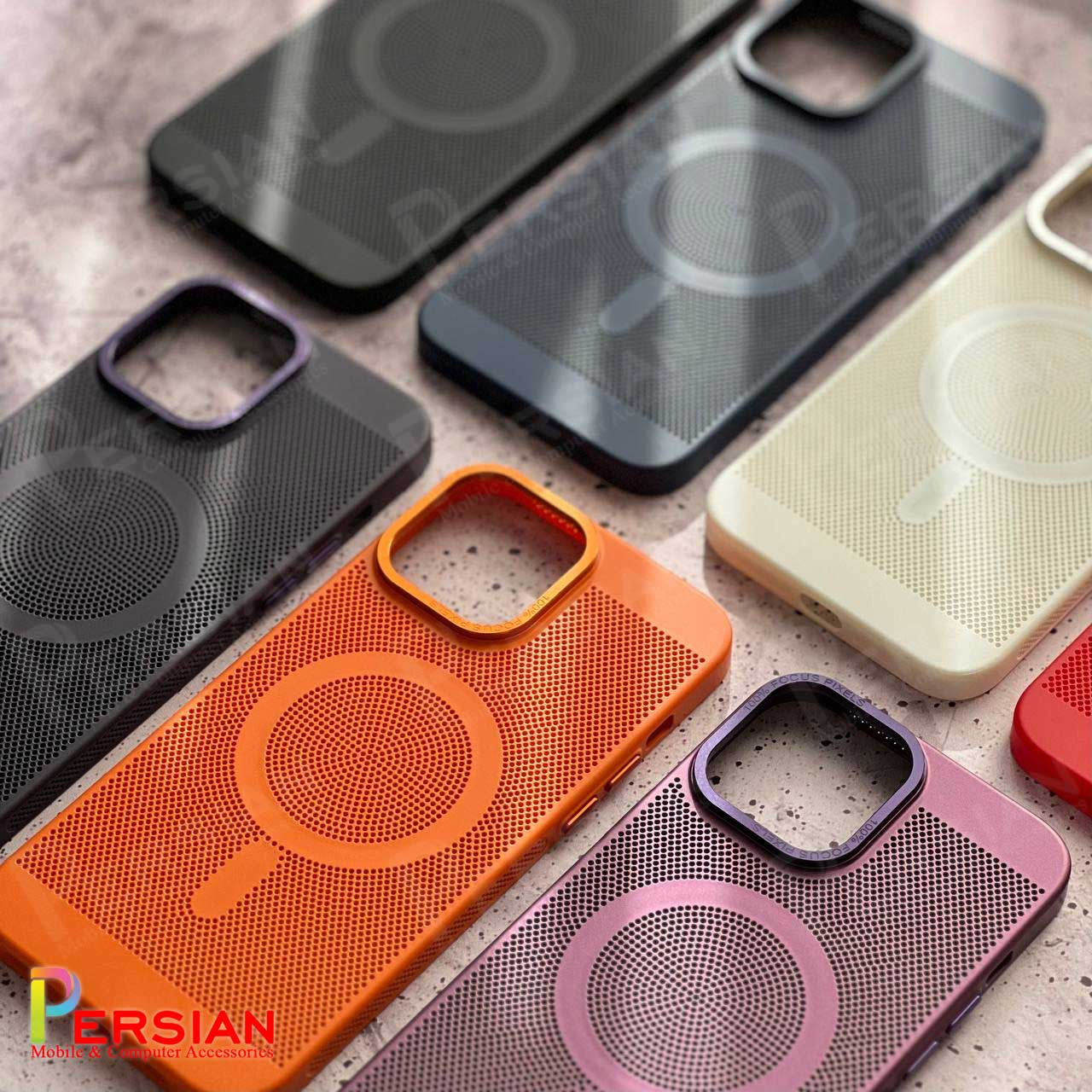 قاب گوشی آیفون 14 پرو طرح توری فلزی با مگ سیف برند مجیک ماسک IPhone 14 Pro