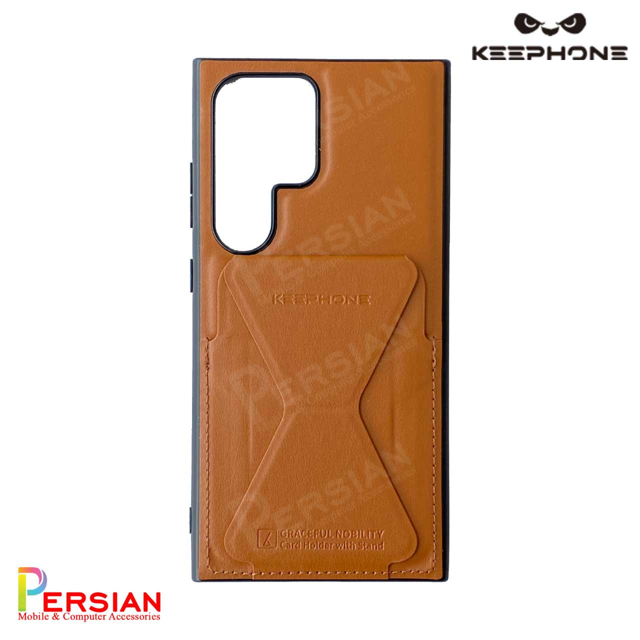 قاب گوشی سامسونگ S24 الترا چرمی و جاکارتی استندشو برند Keephone