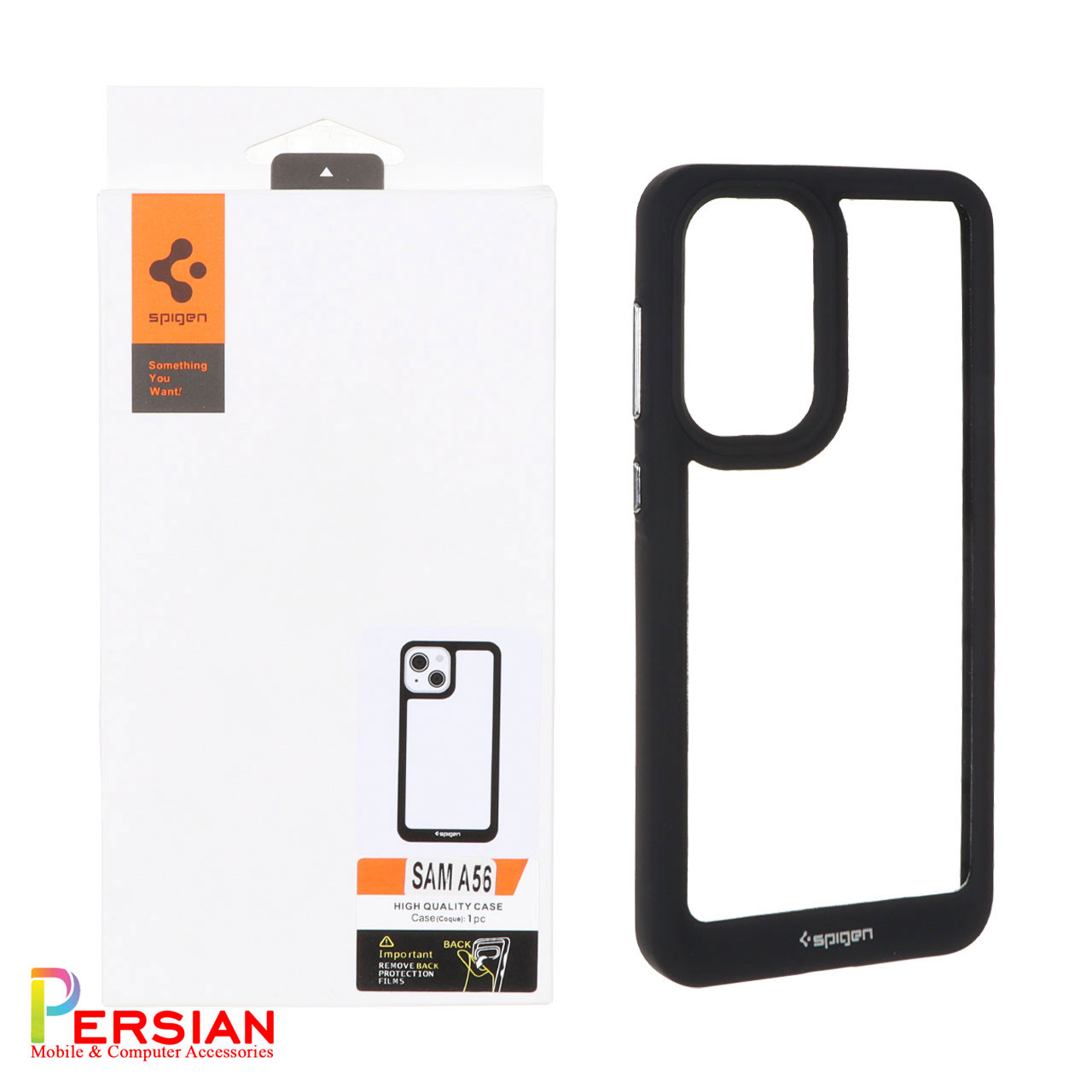 قاب سامسونگ A36 اسپیگن  مدل دور مشکی شفاف لنز برجسته Spigen Black TPU Clear Case Samsung A36