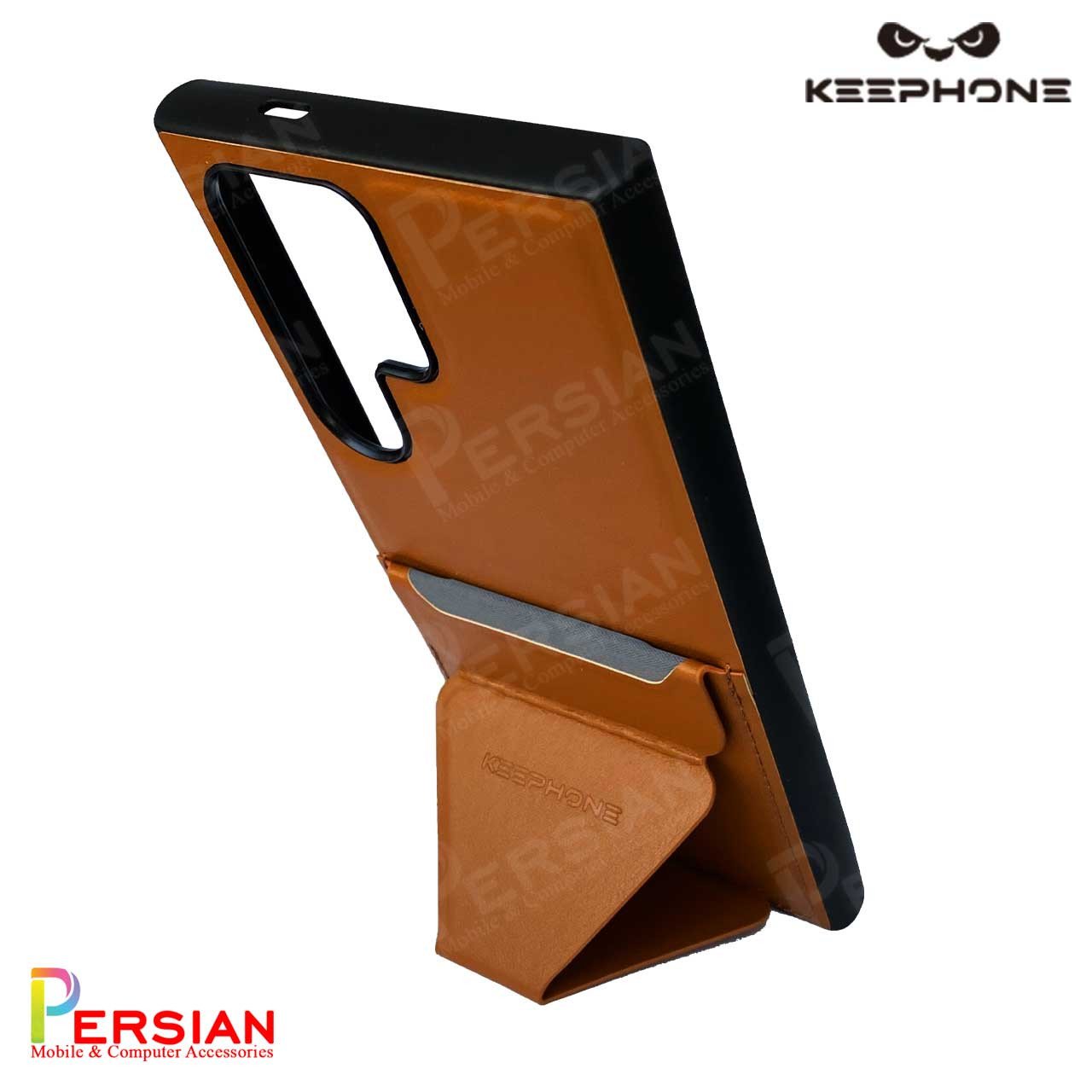 قاب گوشی سامسونگ S23 الترا چرمی و جاکارتی استندشو برند Keephone