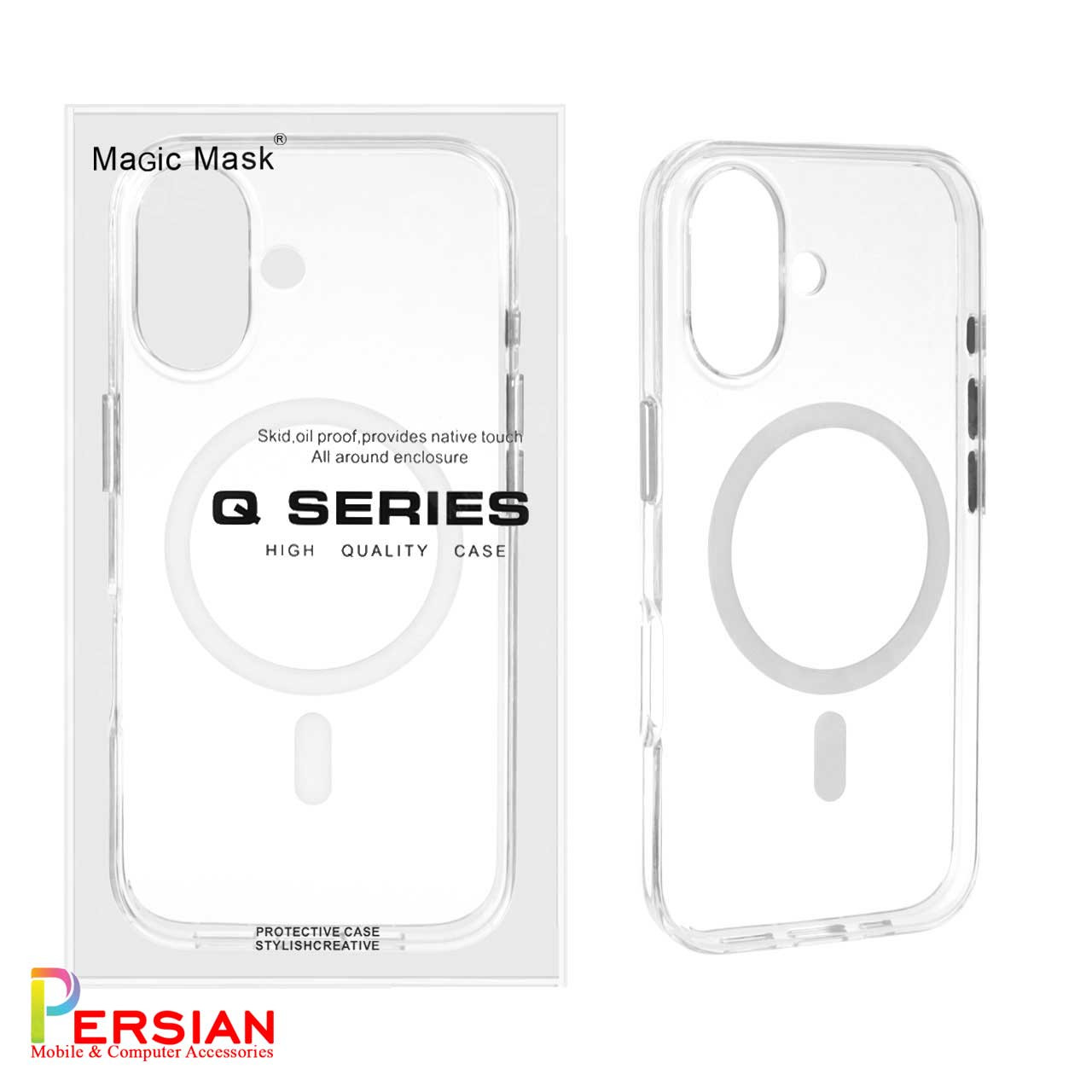 قاب گوشی آیفون 16 تمام شفاف PC با مگ سیف مدل آیرون مجیک 16 Magic Mask Iron Magic iPhone