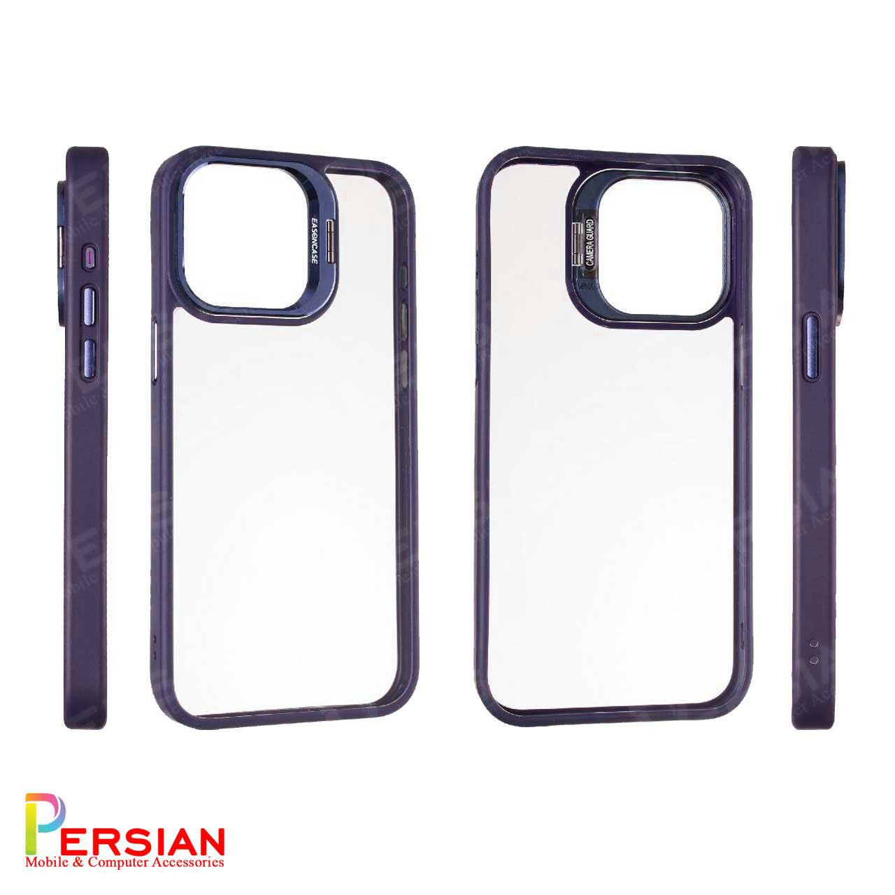 قاب آیفون 12 پرو برند ایسون کیس شفاف استند شو با محافظ لنز رینگی Eason Case IPhone 12 Pro