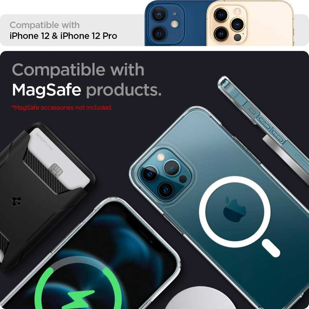 قاب آیفون 15 پرو مکس برند اسپیگن با مگ سیف Spigen Crystal Hybrid Mag Case iPhone 15 Pro Max