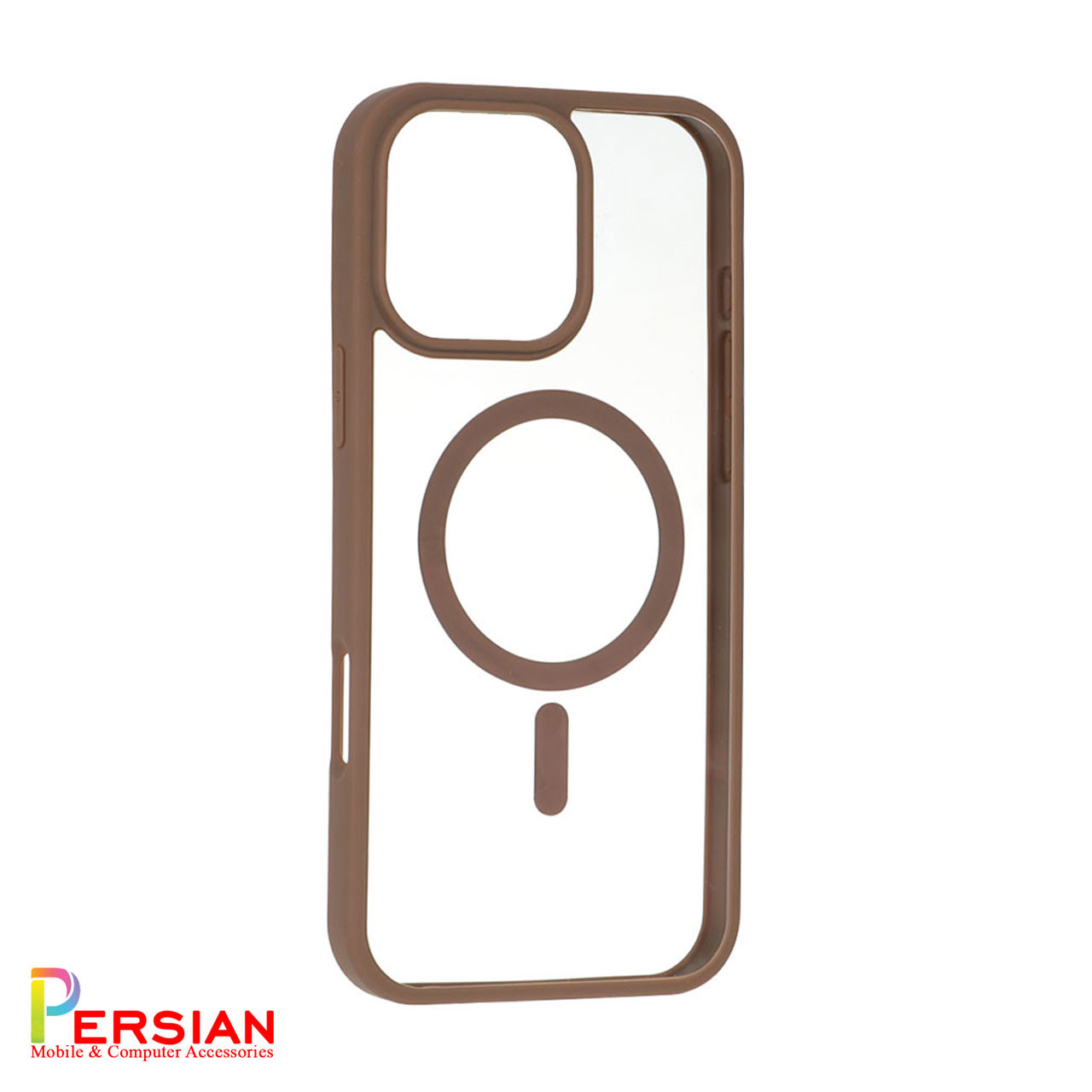 قاب آیفون 16 پرومکس برند اسپیگن شفاف دور رنگی با مگ سیف و محافظ اسپیکر Spigen Ultra Hybrid (MagFit) iPhone 16 Pro Max