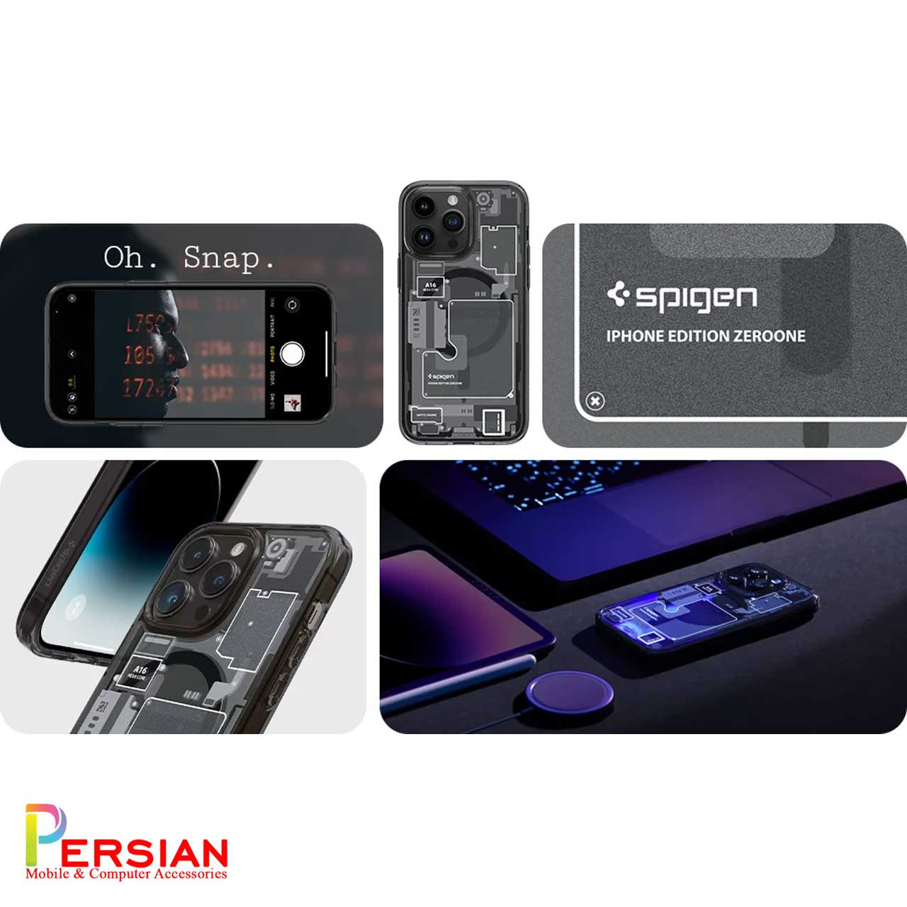 قاب آیفون 12 پرومکس طرح تکنولوژی برند اسپیگن Spigen Ultra Hybrid Mag Zero One Case iPhone 12 Pro Max