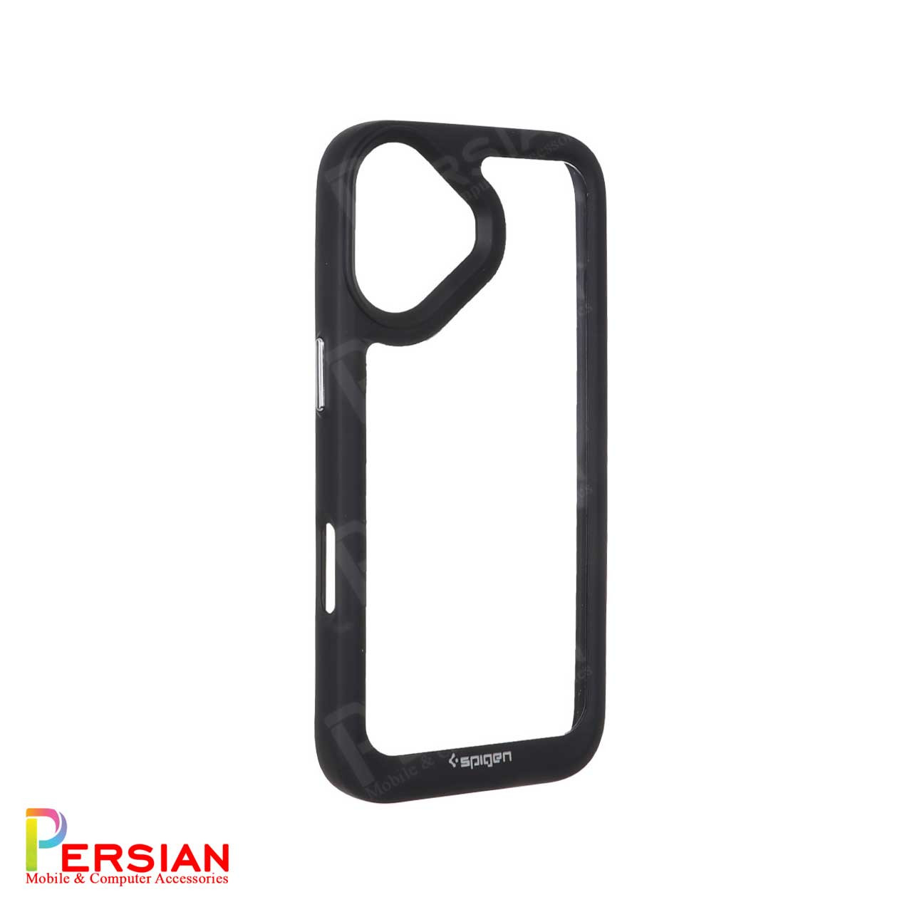 قاب آیفون 17 اسپیگن مدل دور مشکی شفاف لنز برجسته Spigen Black TPU Clear Case IPhone 17