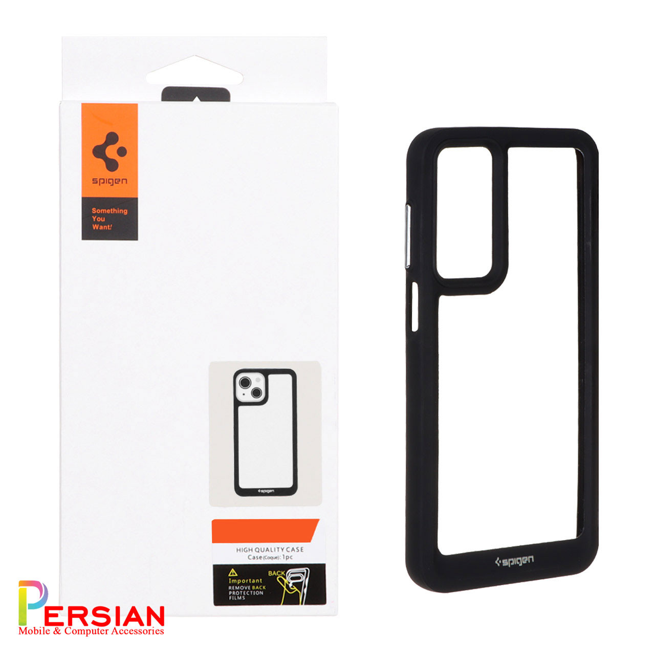 قاب سامسونگ A16 اسپیگن مدل دور مشکی شفاف لنز برجسته Spigen Black TPU Clear Case Samsung A16