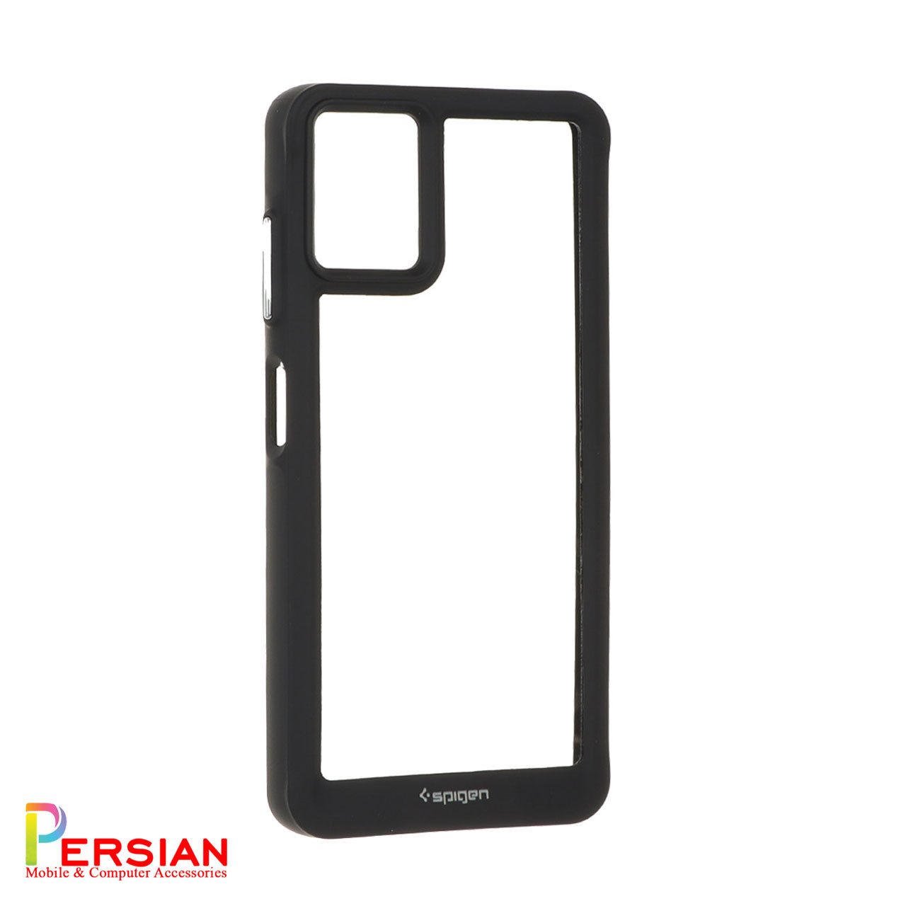 قاب سامسونگ  A06 اسپیگن مدل دور مشکی شفاف لنز برجسته Spigen Black TPU Clear Case Samsung A06