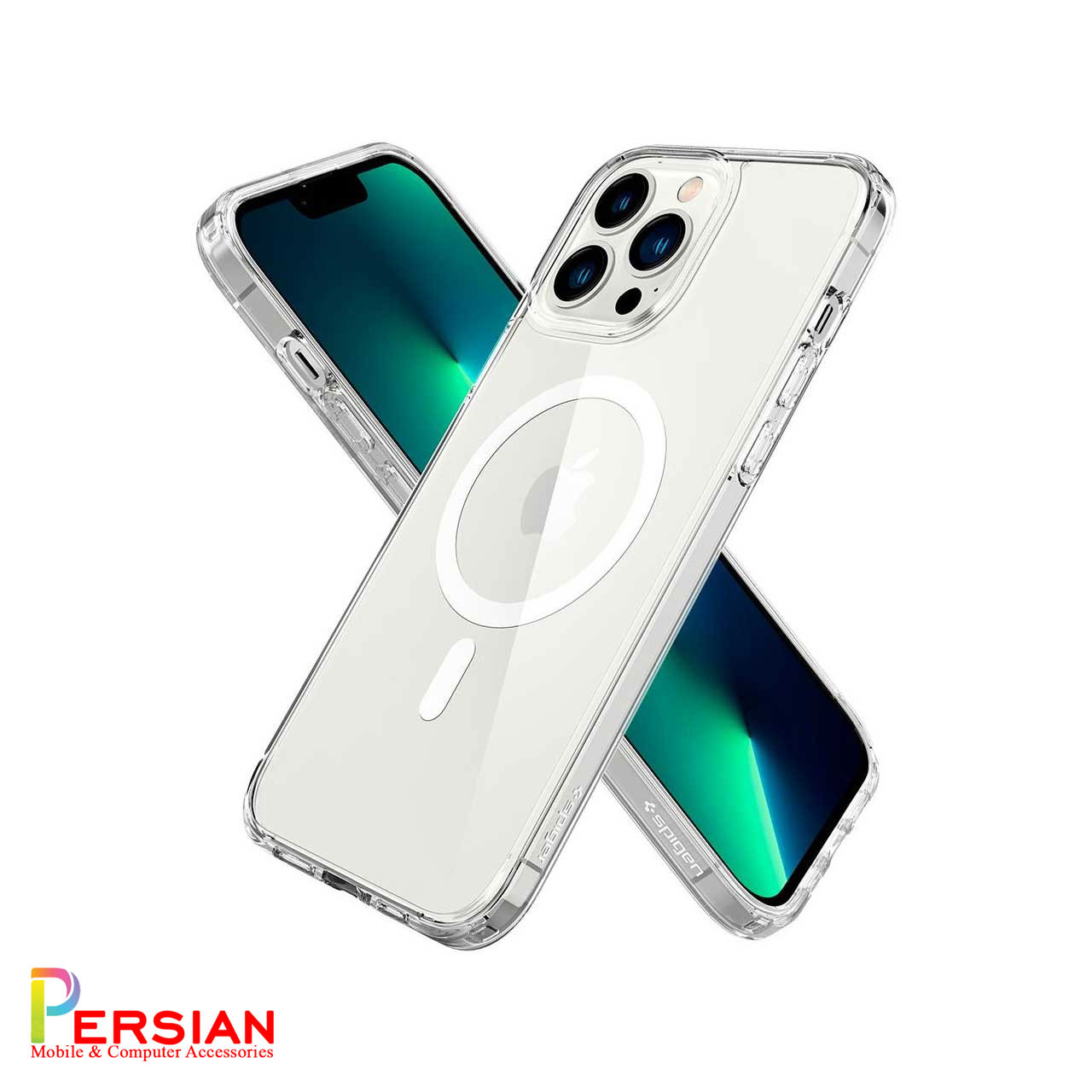قاب گوشی آیفون ۱۳ با مگ سیف برند اسپیگن Spigen Ultra Hybrid Mag Case iPhone 13