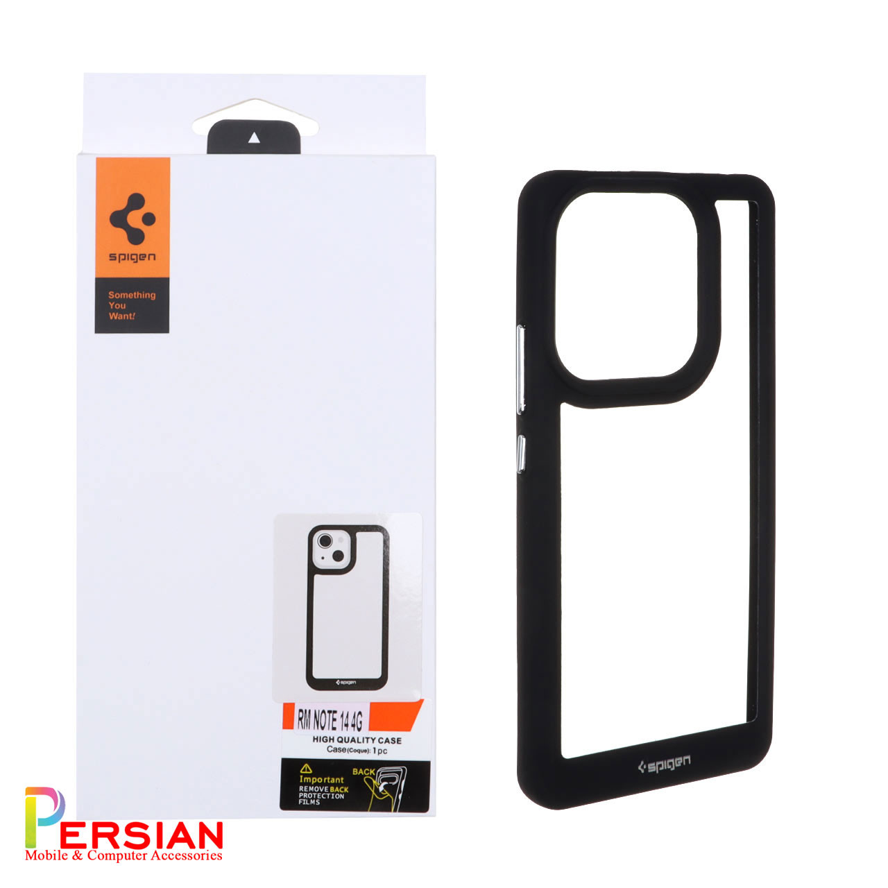 قاب گوشی شیائومی نوت 14 4G اسپیگن مدل دور مشکی شفاف لنز برجسته Spigen Black TPU Clear Case Xiaomi Redmi Note 14 4G