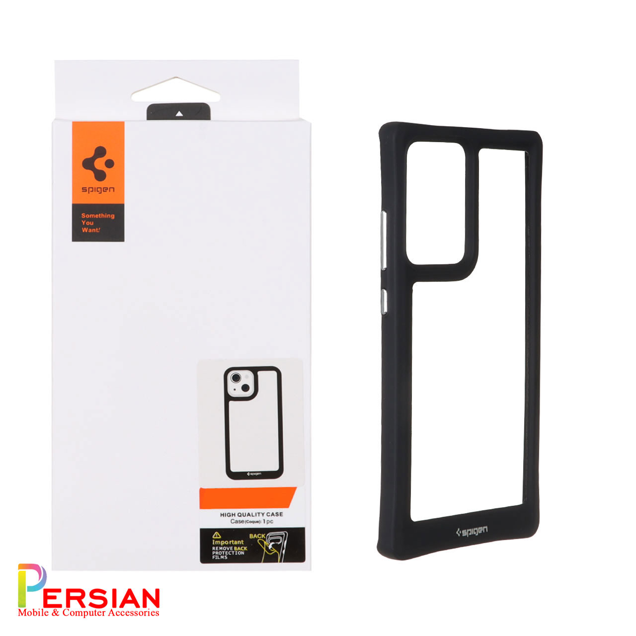 قاب سامسونک نوت 20 الترا اسپیگن مدل دور مشکی شفاف لنز برحسته Spigen Black TPU Clear Case Samsung Note 20 Ultra