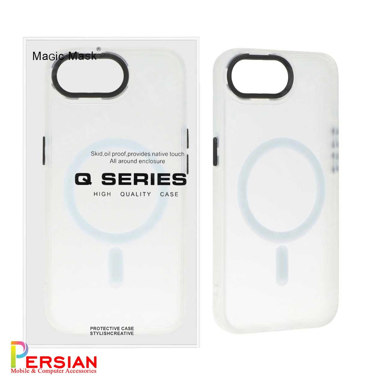 قاب گوشی آیفون 16e پشت مات لنز برجسته مگ سیف مجیک ماسک Magic Mask MagSafe Matte Case iPhone 16e