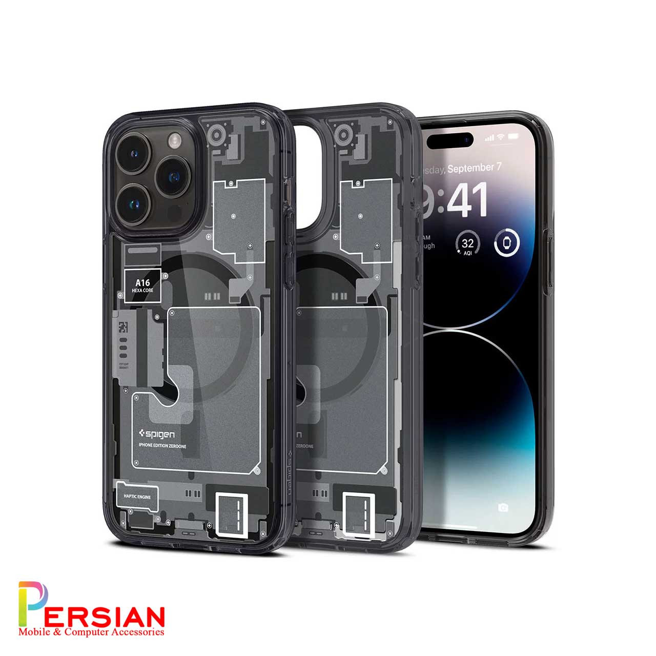 قاب آیفون 12 پرومکس طرح تکنولوژی برند اسپیگن Spigen Ultra Hybrid Mag Zero One Case iPhone 12 Pro Max