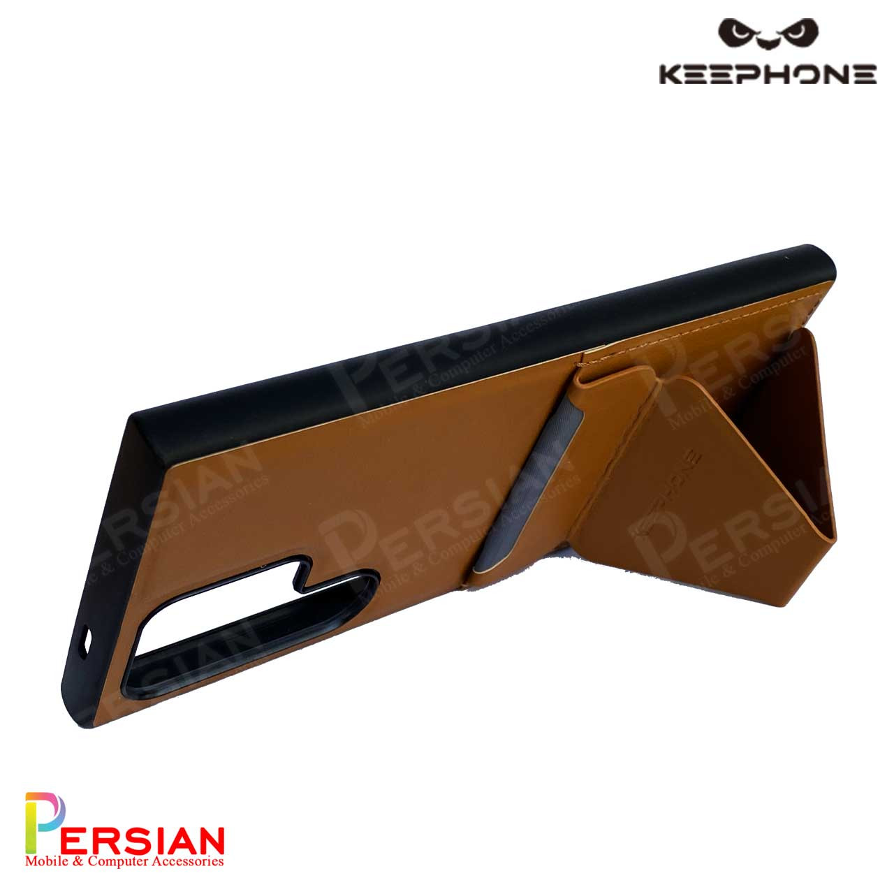 قاب گوشی سامسونگ S24 الترا چرمی و جاکارتی استندشو برند Keephone