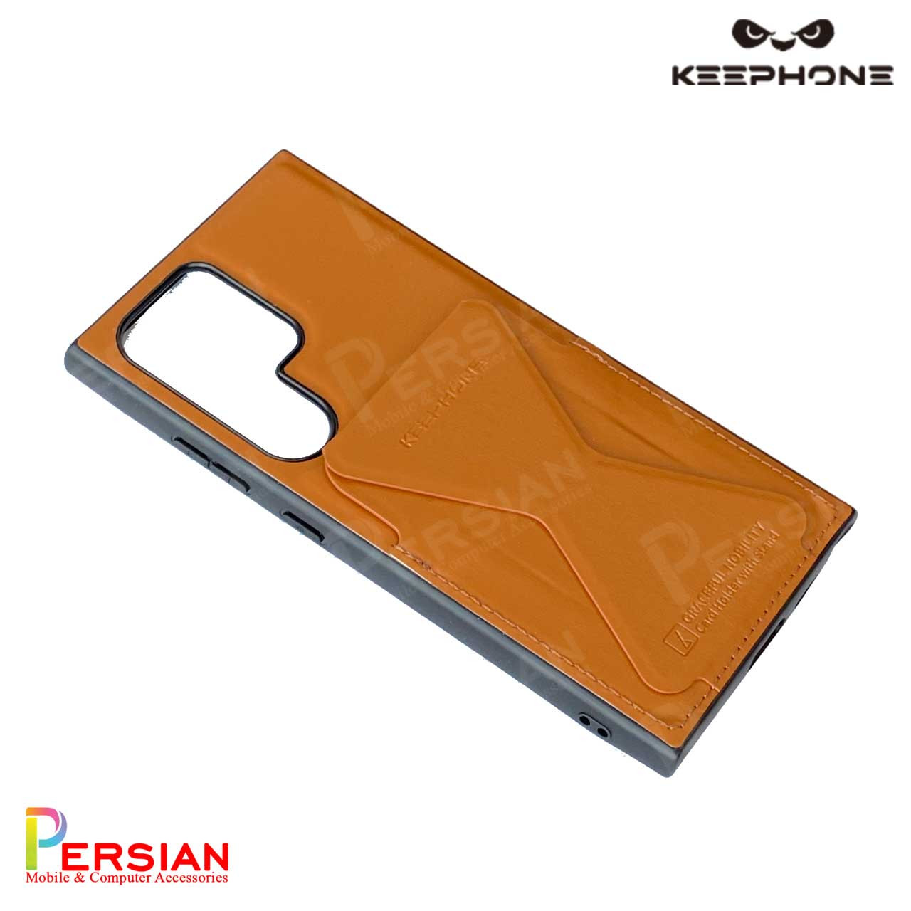 قاب گوشی سامسونگ S23 الترا چرمی و جاکارتی استندشو برند Keephone