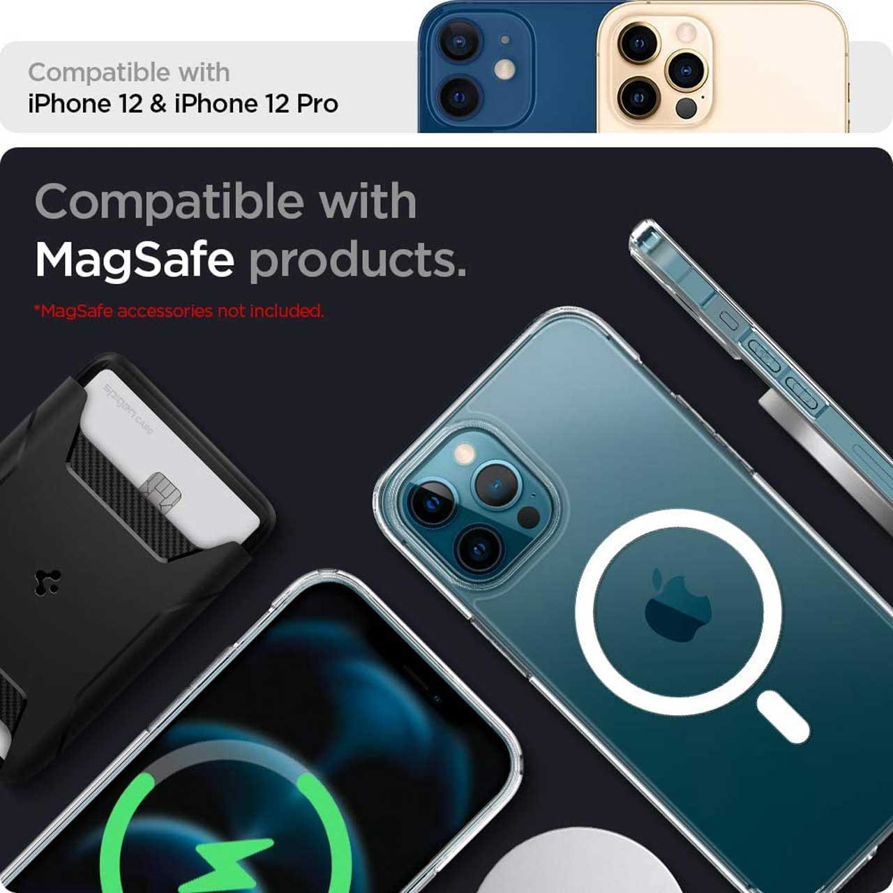 قاب آیفون 15 پرو برند اسپیگن با مگ سیف Spigen Crystal Hybrid Mag Case iPhone 15 Pro