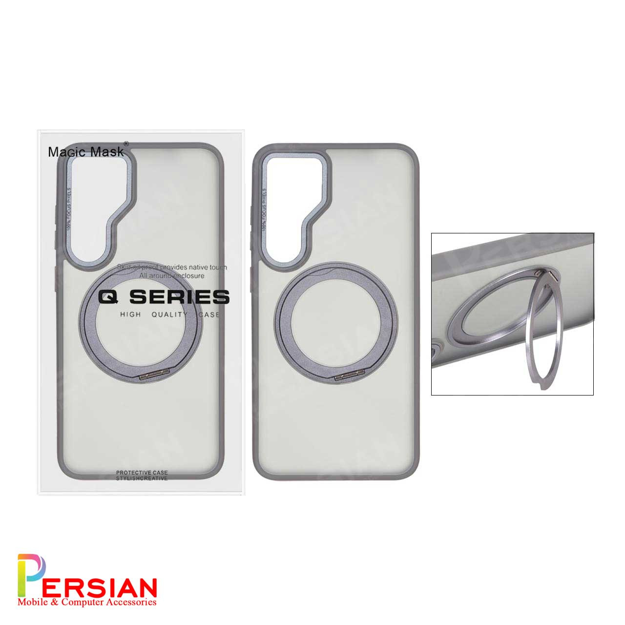 قاب سامسونگ S25 FE مات مگ سیف دار و استندشو برند مجیک ماسک MagicMask Samsung S25 FE