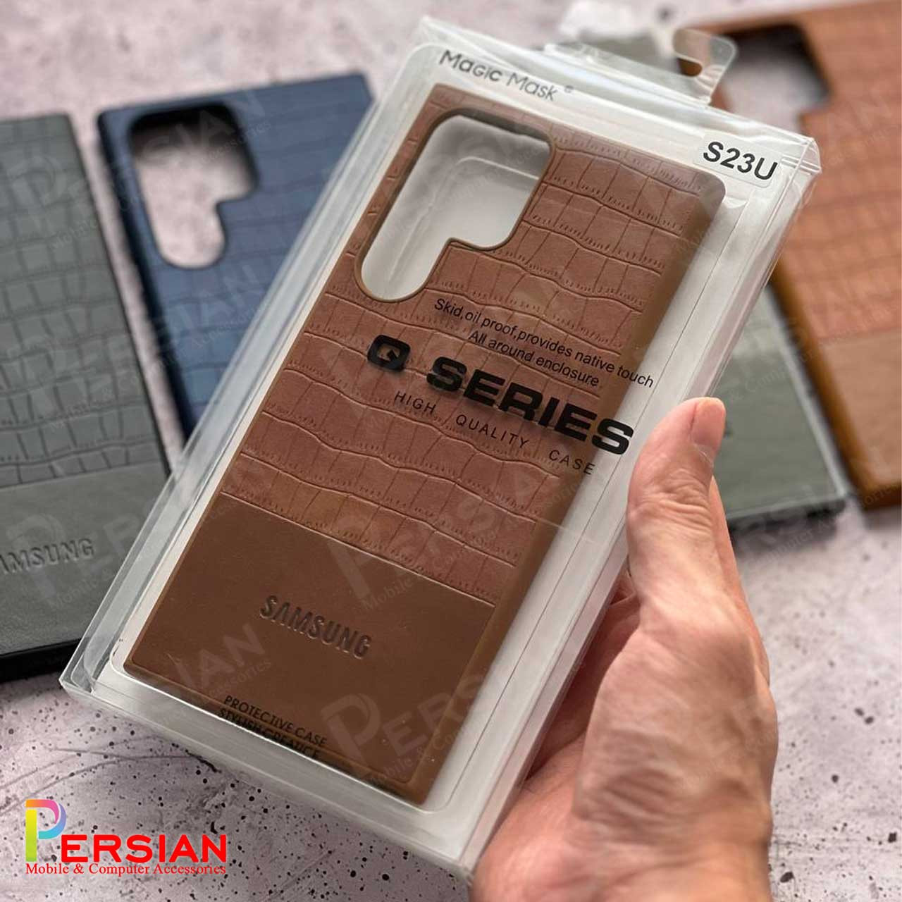 قاب سامسونگ اس 24 الترا چرمی طرح کروکودیل برند مجیک ماسک گوشی Samsung S24 Ultra