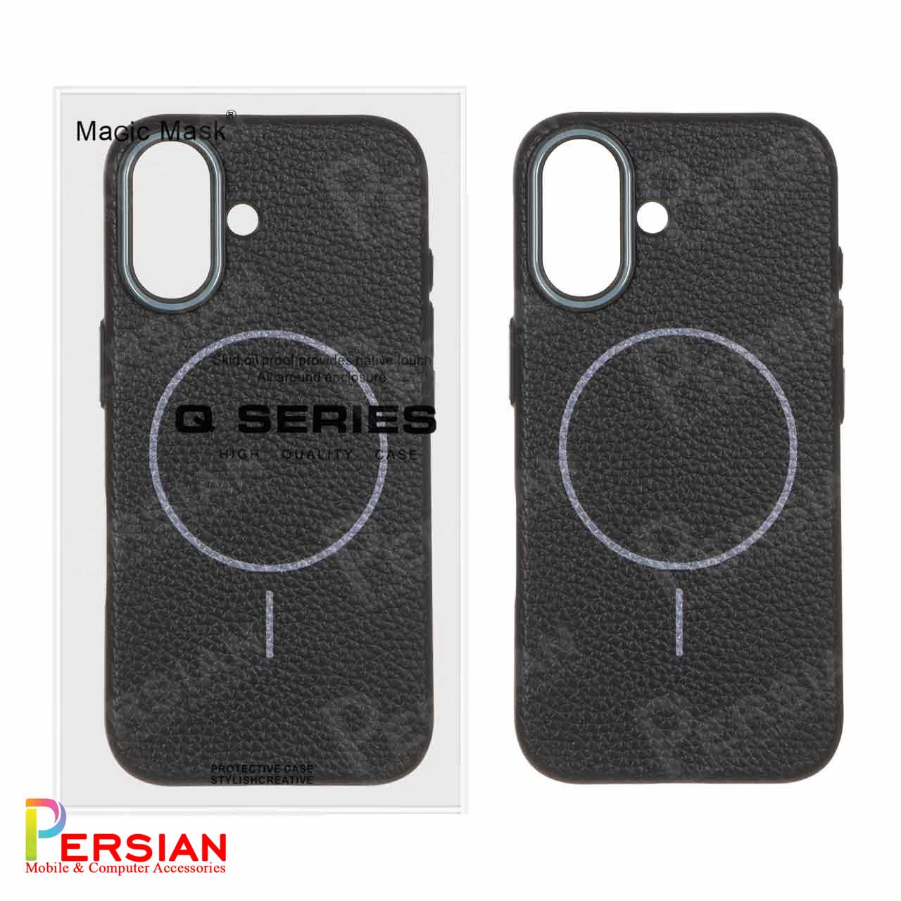 قاب گوشی آیفون 16 چرمی نرم برند مجیک ماسک با مگ سیف Leather Soft iPhone 16