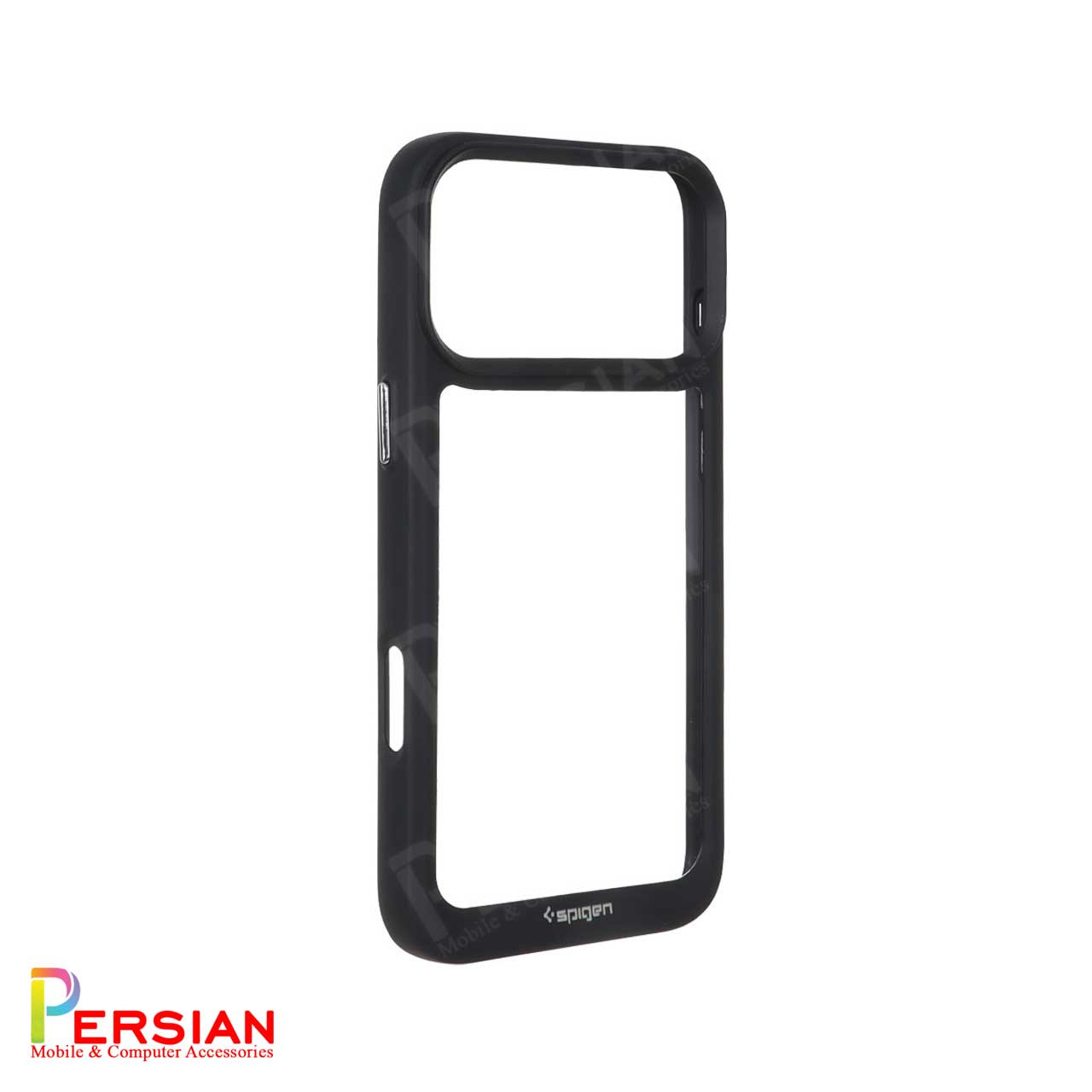 قاب آیفون 17 پرو اسپیگن مدل دور مشکی شفاف لنز برجسته Spigen Black TPU Clear Case IPhone 17 Pro