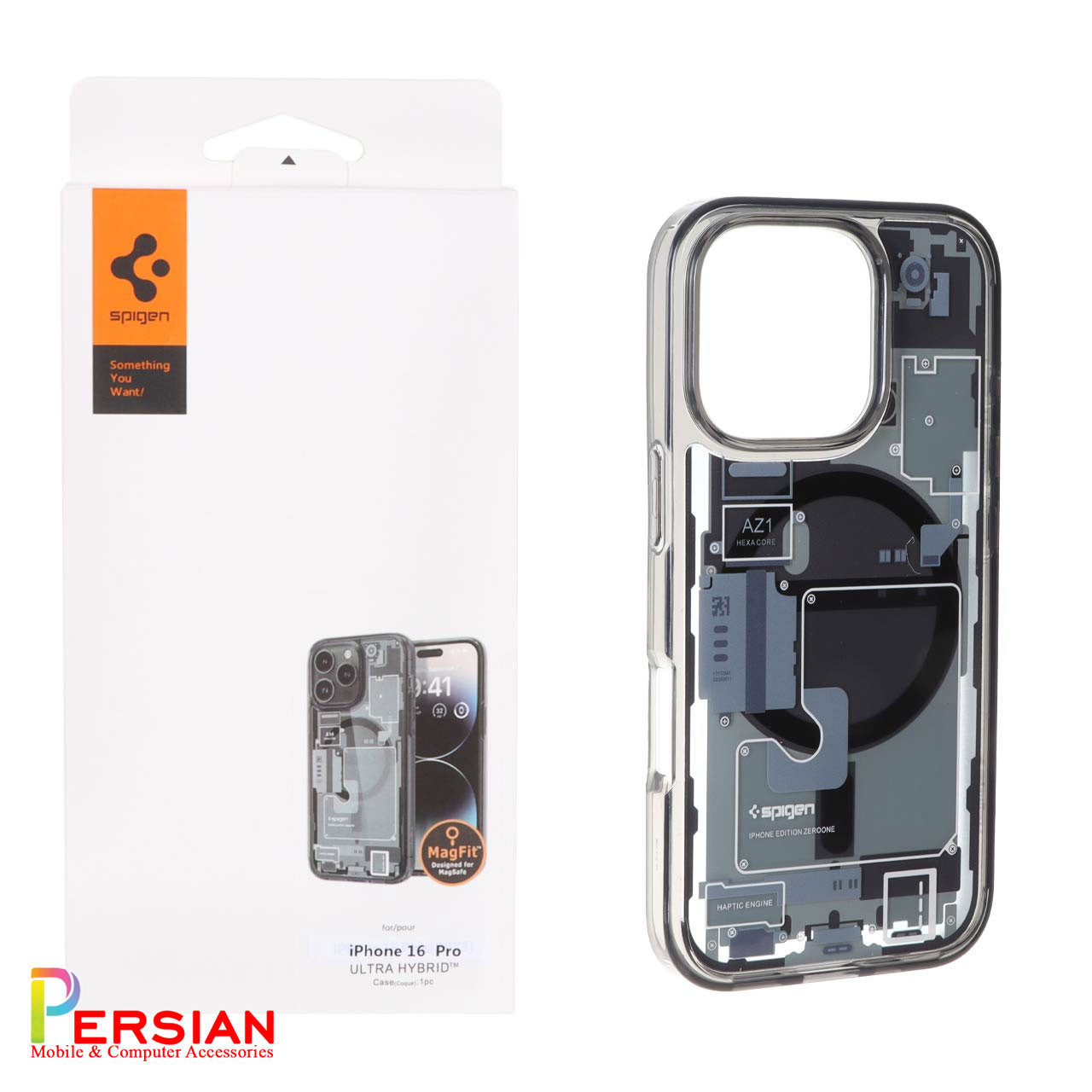 قاب آیفون 16 پرو طرح تکنولوژی برند اسپیگن Spigen Ultra Hybrid Mag Zero One Case iPhone 16 Pro