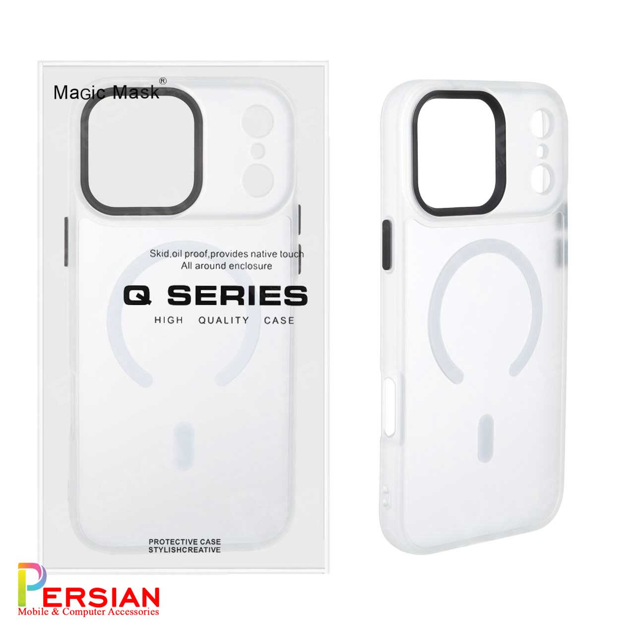 قاب گوشی آیفون 17 پرو پشت مات لنز برجسته مگ سیف مجیک ماسک Magic Mask MagSafe Matte Case iPhone 17 Pro