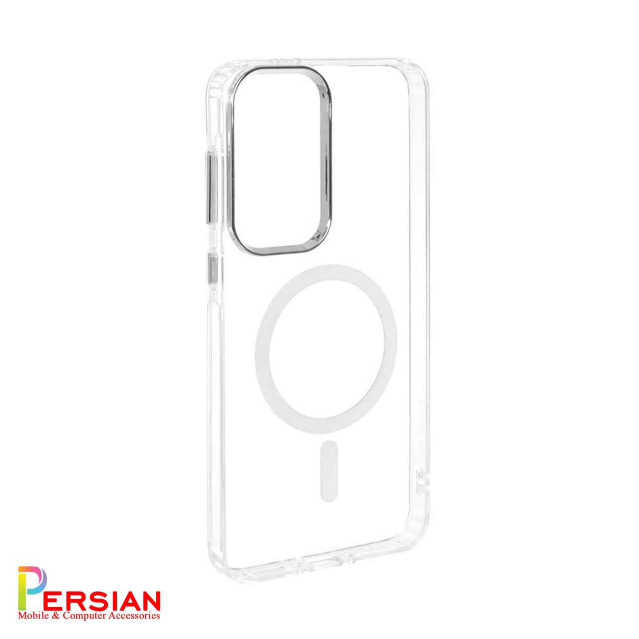 قاب شفاف گوشی سامسونگ A56 برند بلکین با مگ سیف و دکمه و رینگ متال Belkin For Samsung A56