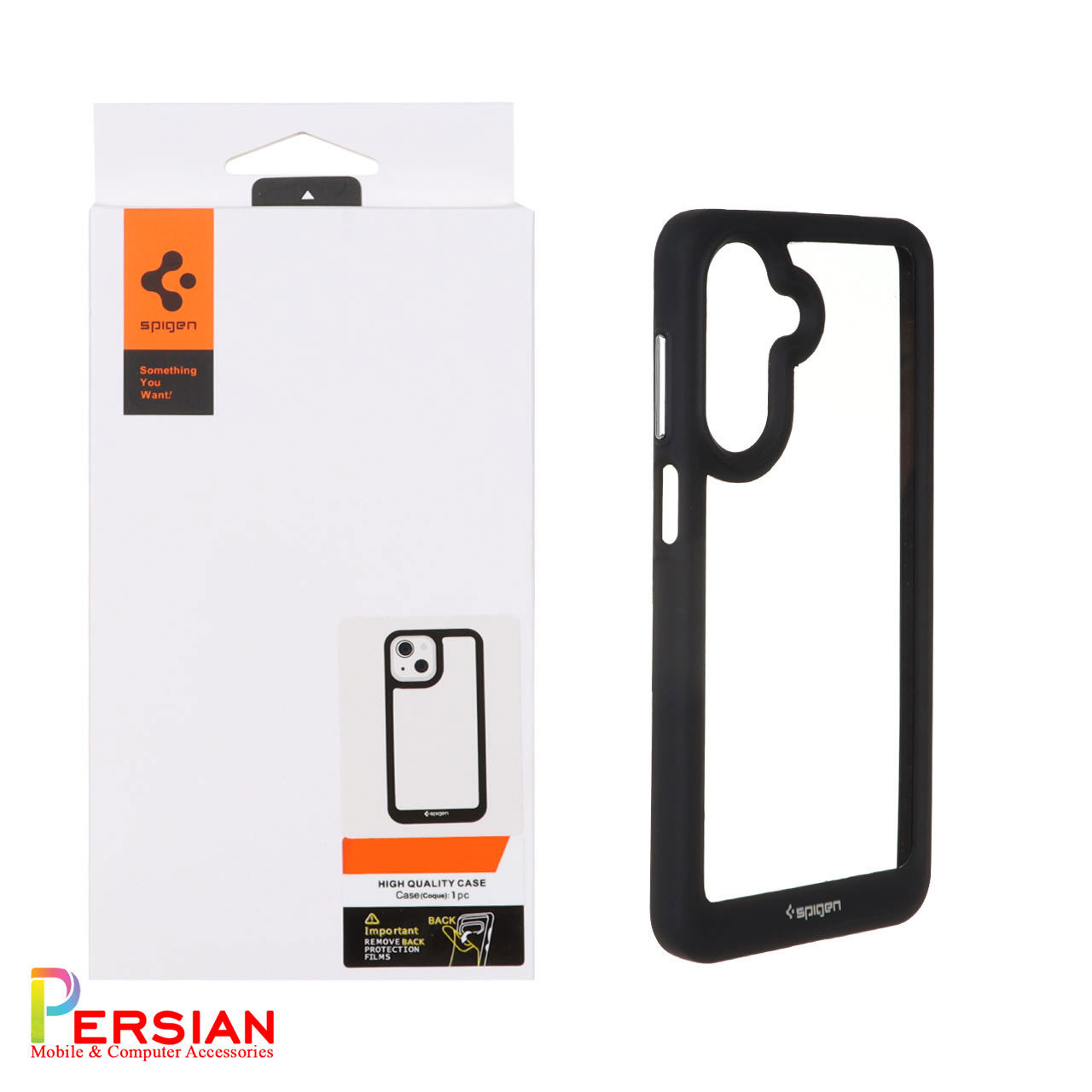 قاب سامسونک A26 اسپیگن مدل دور مشکی شفاف لنز برحسته Spigen Black TPU Clear Case Samsung A26