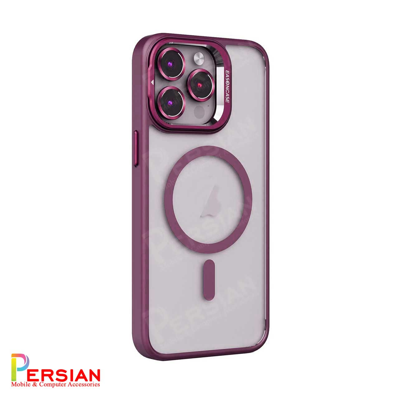 قاب آیفون 16 شفاف استند شو ایسون کیس با مگ سیف و محافظ لنز رینگی Eason Case IPhone 16