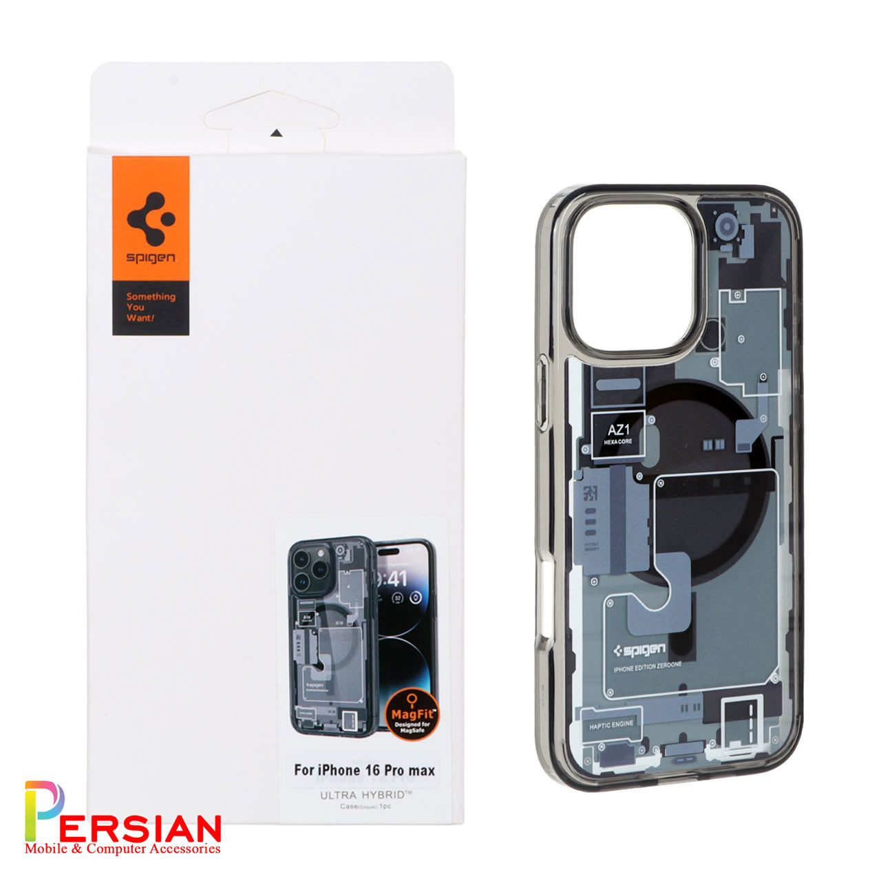 قاب آیفون 16 پرومکس طرح تکنولوژی برند اسپیگن Spigen Ultra Hybrid Mag Zero One Case iPhone 16 Pro Max
