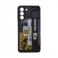 قاب گوشی استارباکس با بند دستی استندشو و محافظ لنز دار سامسونگ Samsung S21 FE